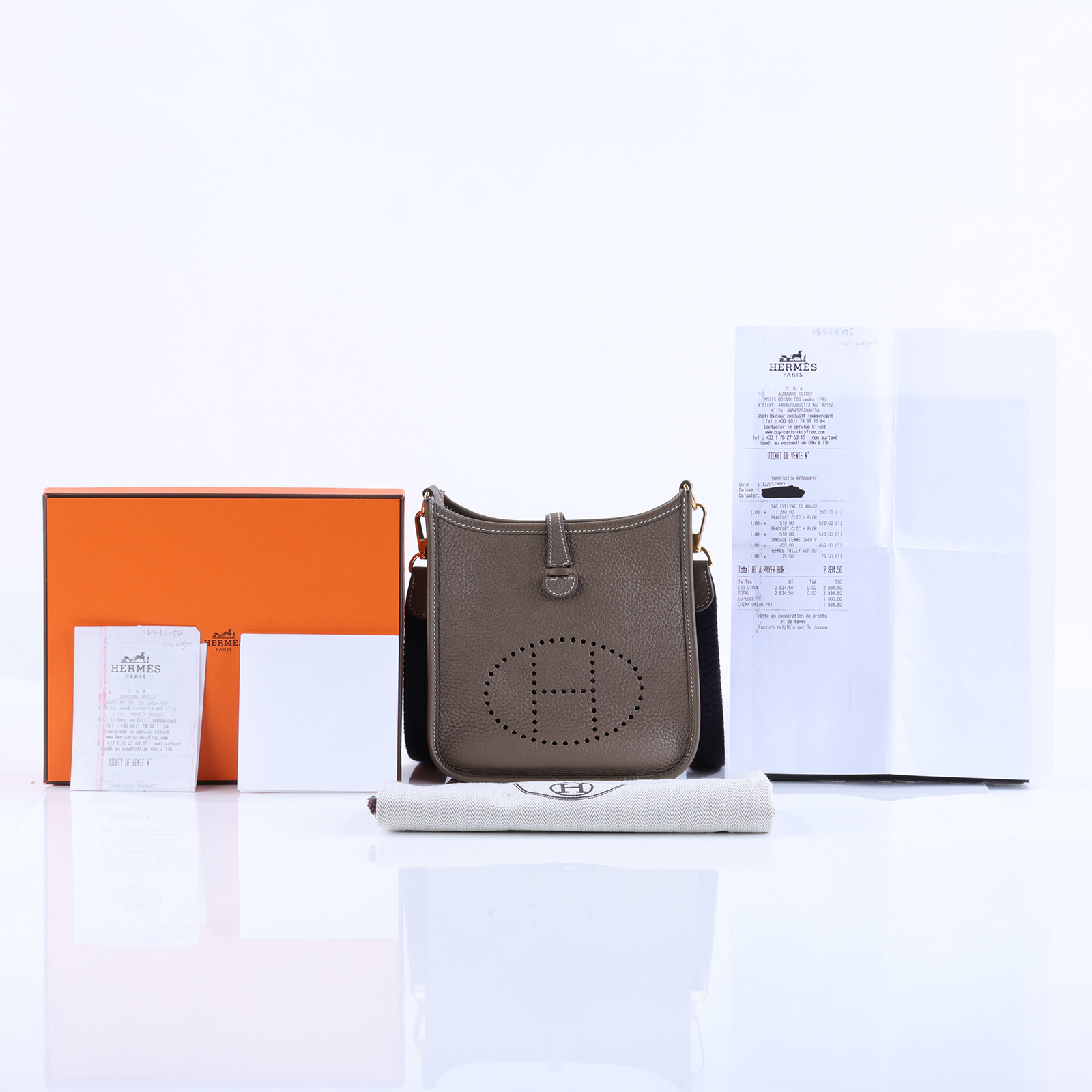 愛馬仕 Hermes Evelyne Bag Mini 伊芙琳包 Evelyne 16 EV16 Z MM 012 MY  原廠盒子/防塵袋/國外購買證明正本