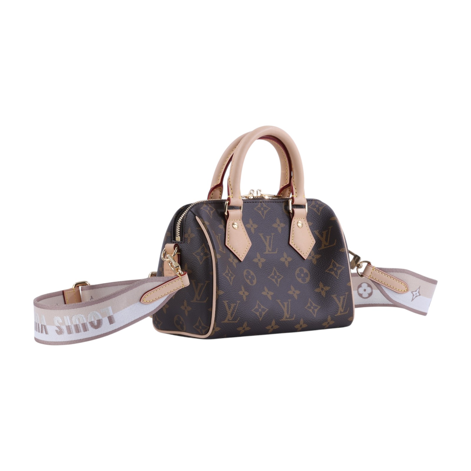 路易威登 LOUIS VUITTON Speedy Bandoulière 20 米色 帆布 手提 斜背 波士頓包 M46222 晶片款  原廠盒子/防塵袋/背帶/鎖組/購買證明