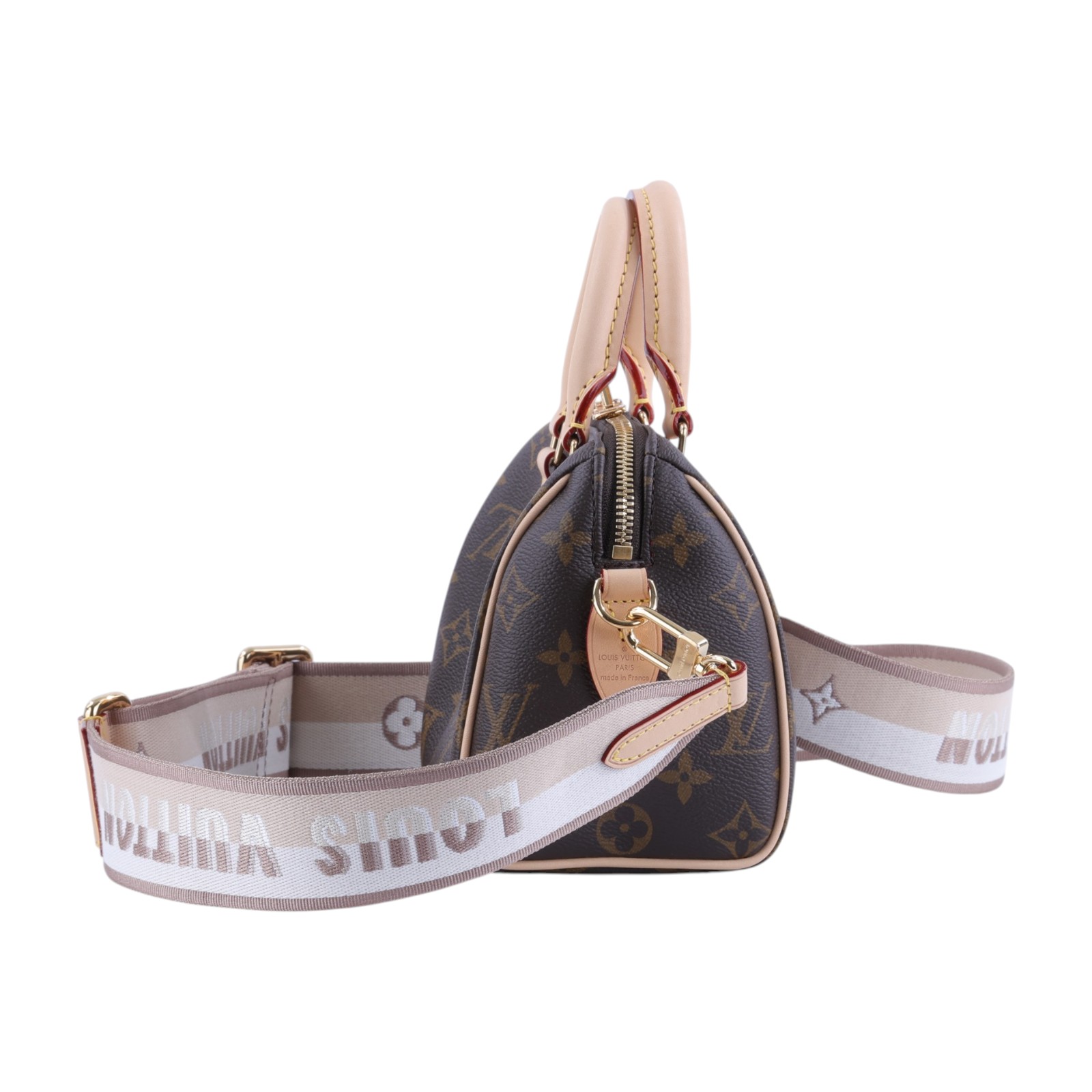 路易威登 LOUIS VUITTON Speedy Bandoulière 20 米色 帆布 手提 斜背 波士頓包 M46222 晶片款  原廠盒子/防塵袋/背帶/鎖組/購買證明