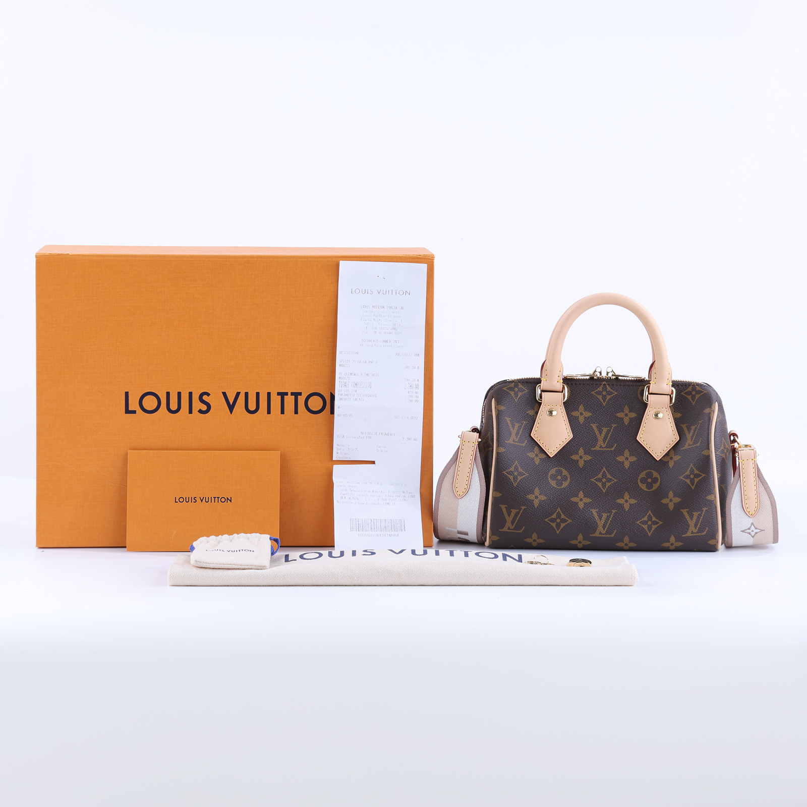 路易威登 LOUIS VUITTON Speedy Bandoulière 20 米色 帆布 手提 斜背 波士頓包 M46222 晶片款  原廠盒子/防塵袋/背帶/鎖組/購買證明