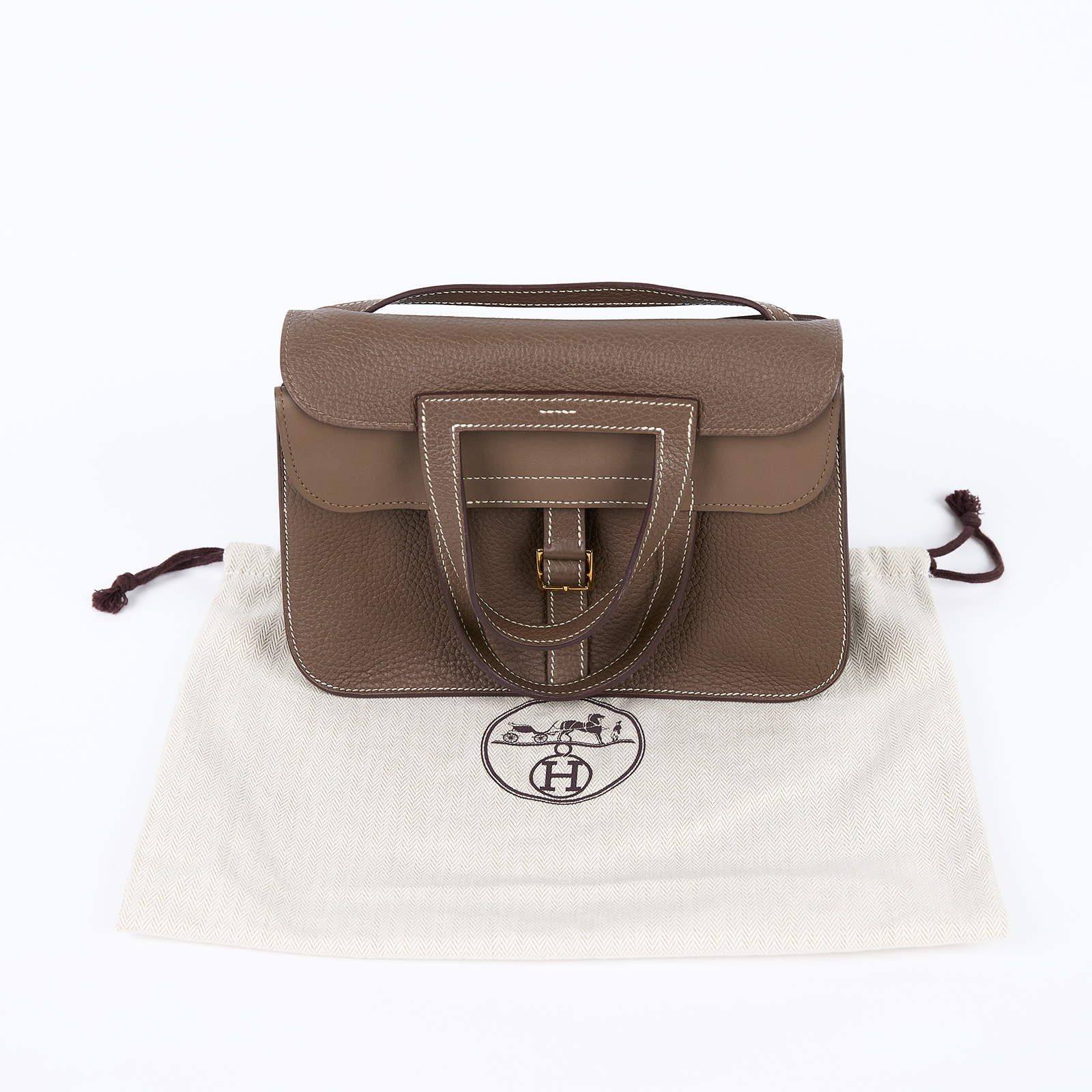 愛馬仕 Hermes Halzan 25 手拿 手提 肩背 斜背包 HZ25 Y BT 010 TD Y刻 TOGO 大象灰金釦HALZAN25 防塵袋