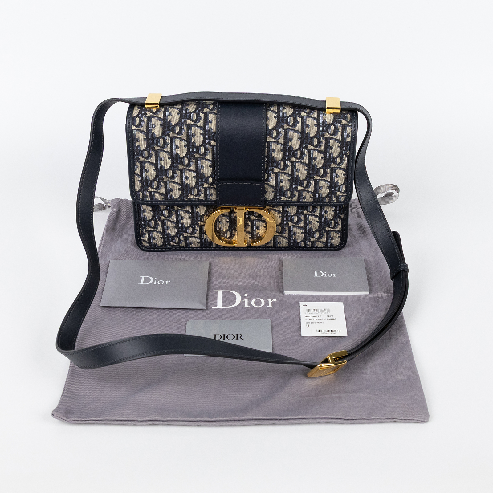 迪奧 CHRISTIAN DIOR 30 Montaigne 蒙田包 肩背包 斜背包 M9203UTZQ 藍緹花MONTAIGN30 防塵袋/保證卡