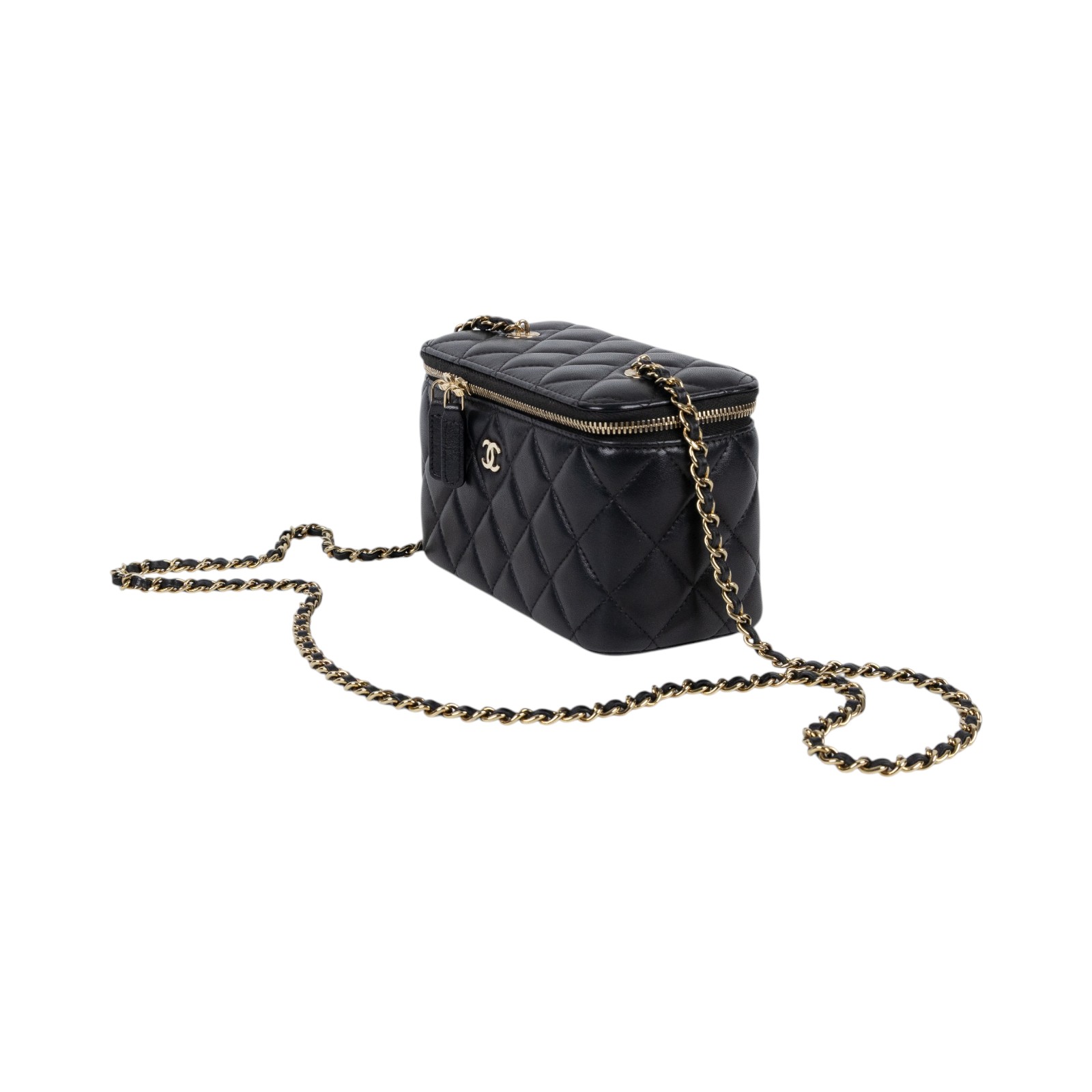 香奈兒 CHANEL Vanity Case 化妝箱 AP1341 Y04059 晶片款 黑金羊VANITY化妝盒 原廠盒子/防塵袋/保證卡/購買證明正本