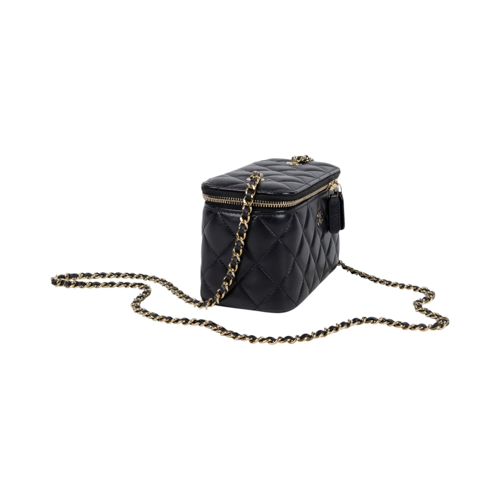 香奈兒 CHANEL Vanity Case 化妝箱 AP1341 Y04059 晶片款 黑金羊VANITY化妝盒 原廠盒子/防塵袋/保證卡/購買證明正本
