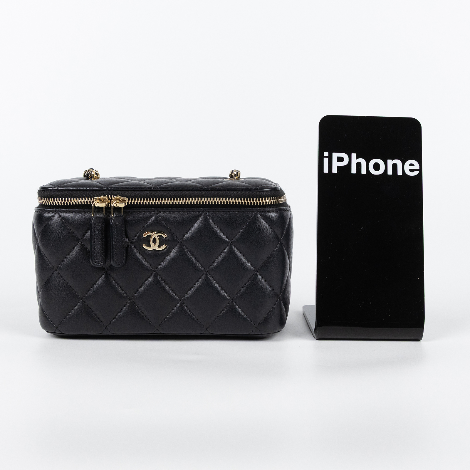 香奈兒 CHANEL Vanity Case 化妝箱 AP1341 Y04059 晶片款 黑金羊VANITY化妝盒 原廠盒子/防塵袋/保證卡/購買證明正本