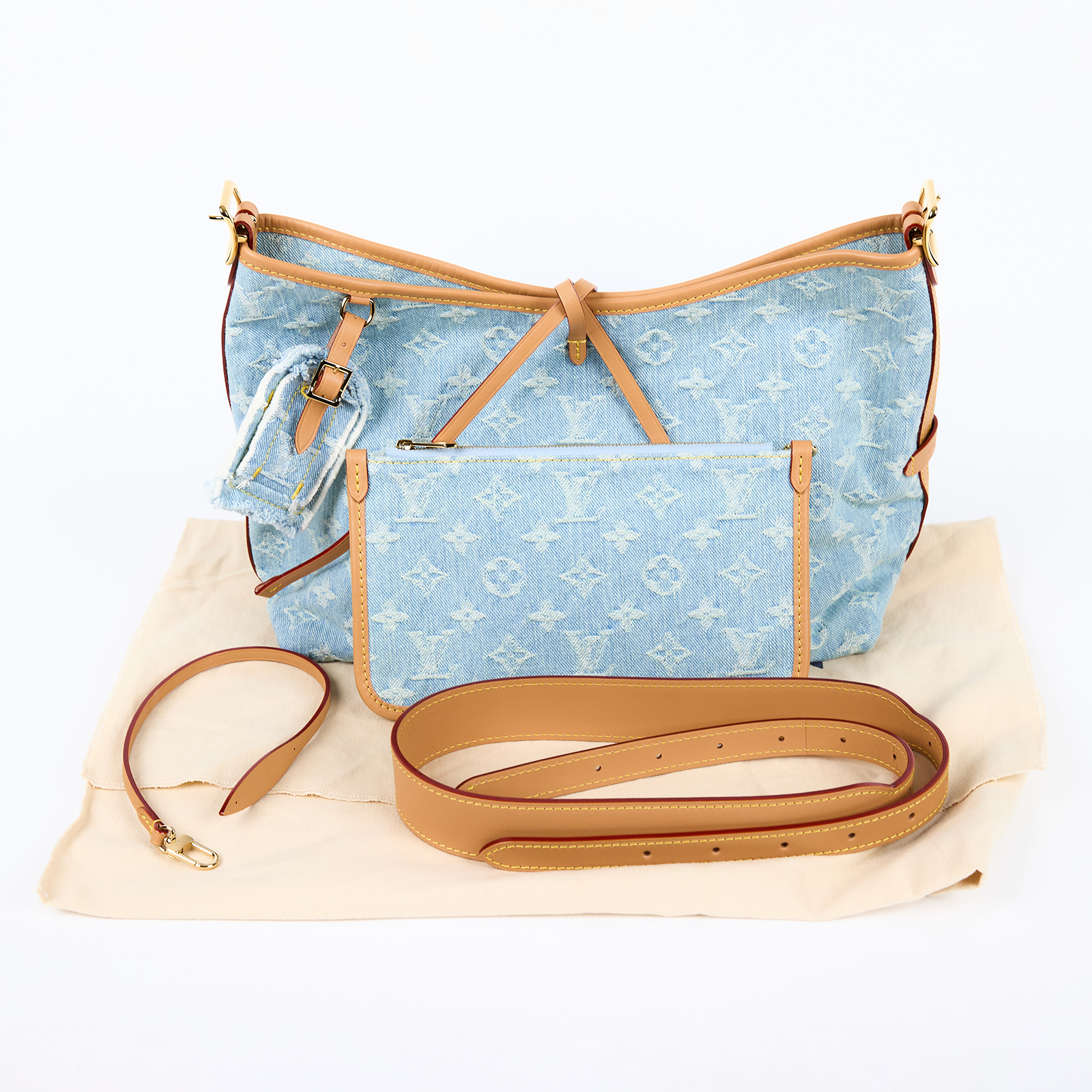 路易威登 LOUIS VUITTON CarryAll PM 肩背包 丹寧 M11462 晶片款 藍牛仔CARRYALL PM 防塵袋/背帶/內袋