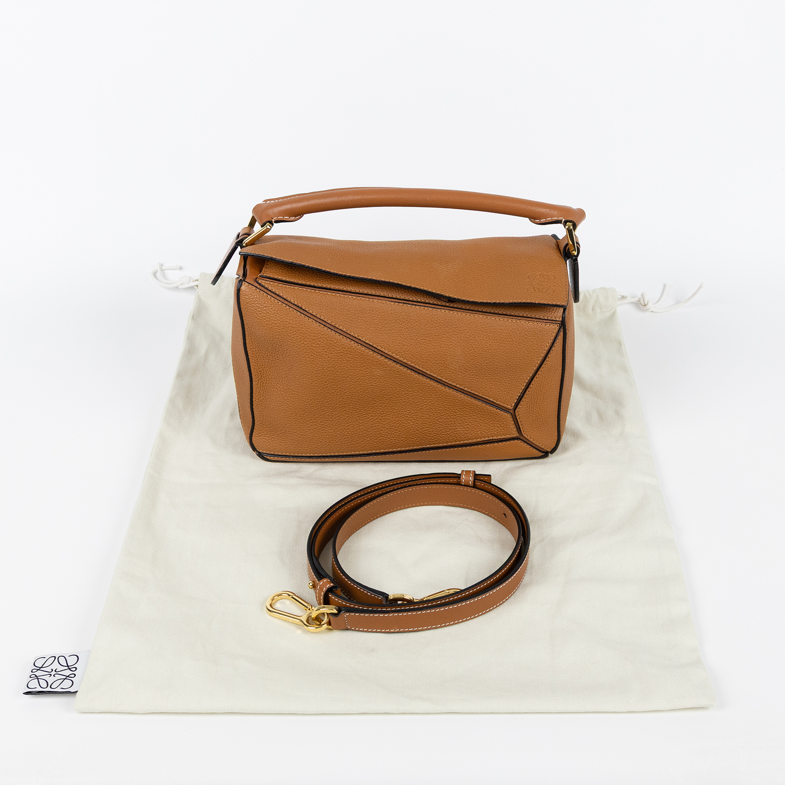 羅意威 LOEWE Small Puzzle bag 肩背 斜背包 322.30.S21 焦糖PUZZLE SMALL 防塵袋/背帶