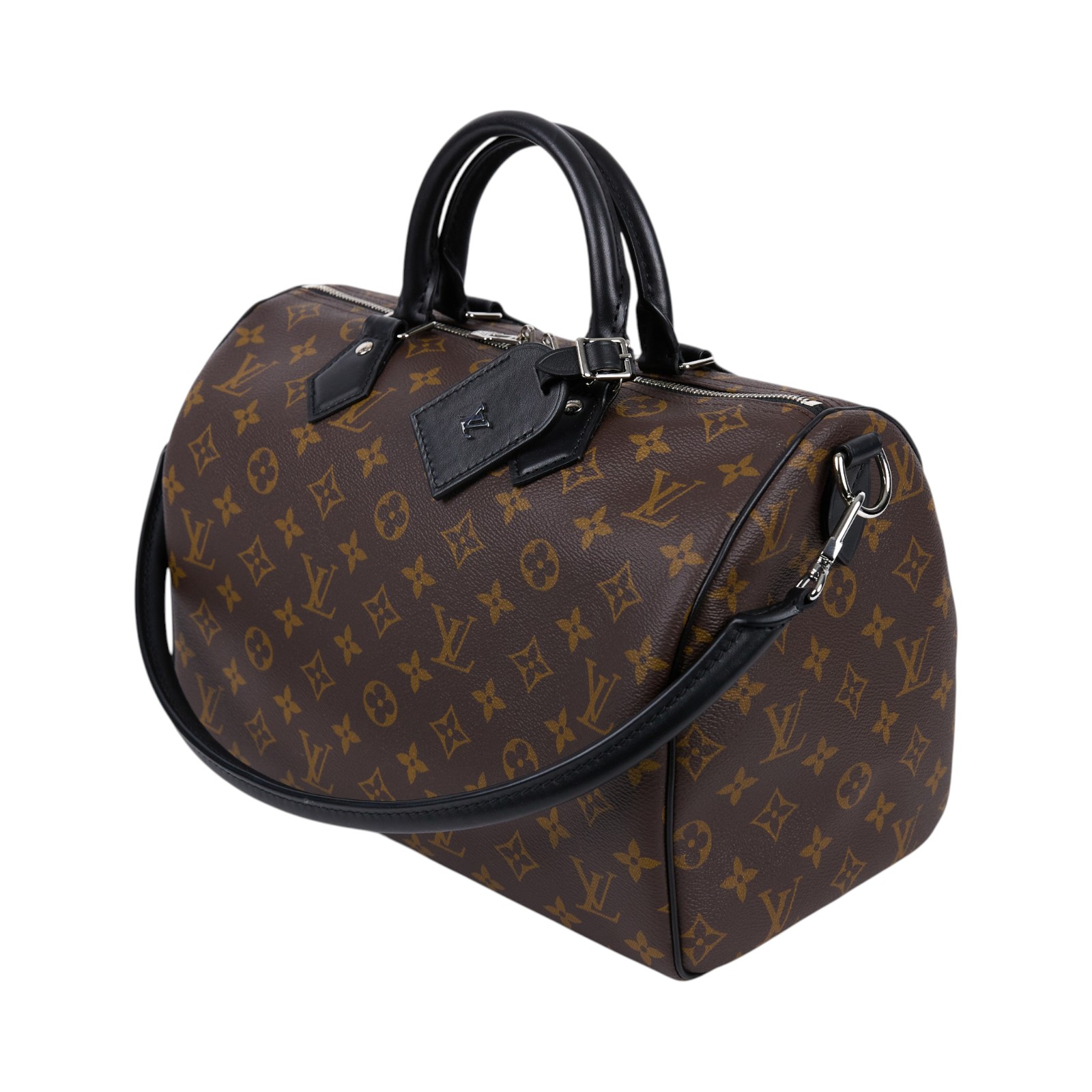 路易威登 LOUIS VUITTON Speedy Soft 30 Dark M12243 晶片款  原廠盒子/防塵袋/背帶/購買證明影本/鎖組/吊牌/吊飾/歌德風鏈帶