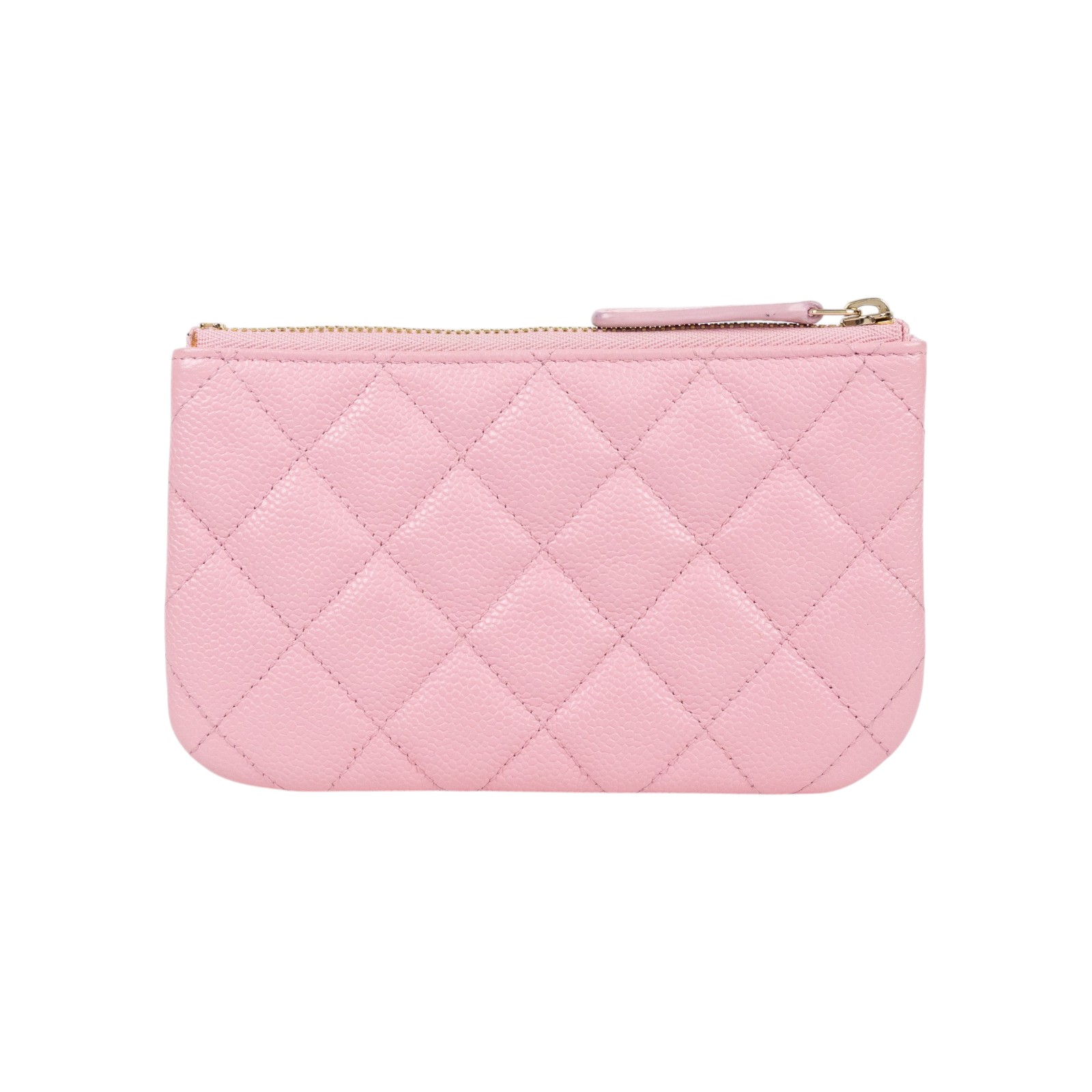 香奈兒 CHANEL CC LOGO 零錢包 卡包 錢包 手拿包 AP3053 晶片款 櫻花粉荔枝拉鍊POUCH 原廠盒子/防塵袋