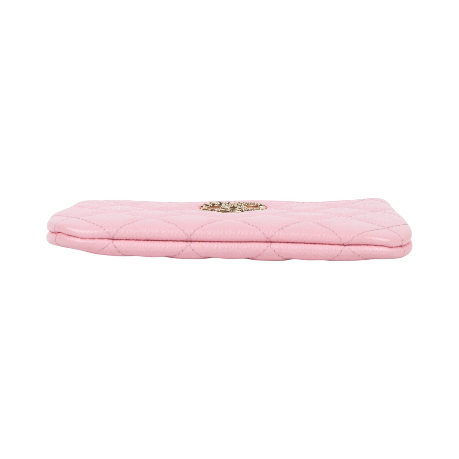 香奈兒 CHANEL CC LOGO 零錢包 卡包 錢包 手拿包 AP3053 晶片款 櫻花粉荔枝拉鍊POUCH 原廠盒子/防塵袋