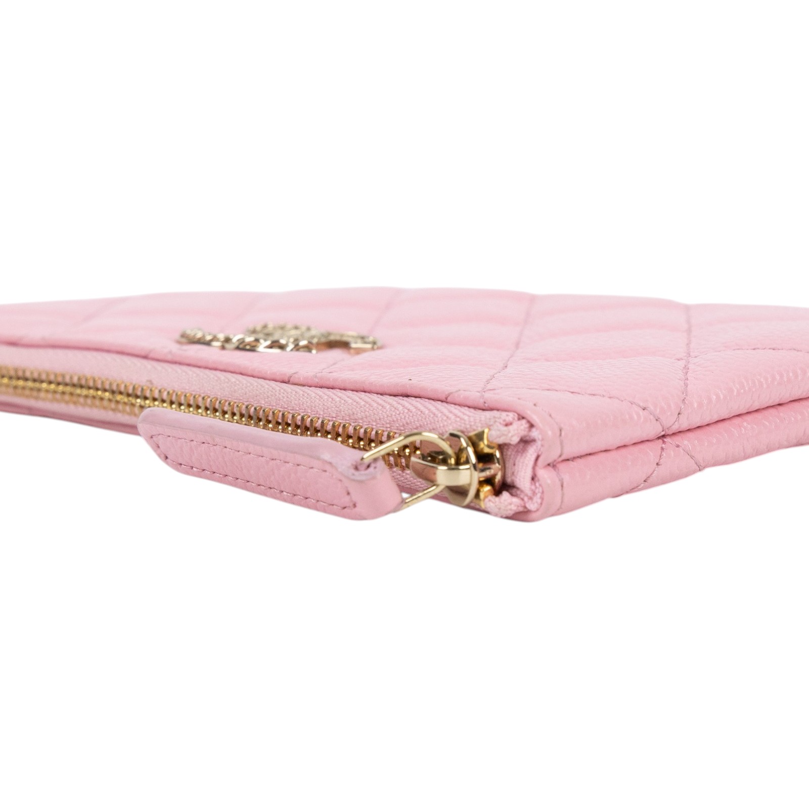 香奈兒 CHANEL CC LOGO 零錢包 卡包 錢包 手拿包 AP3053 晶片款 櫻花粉荔枝拉鍊POUCH 原廠盒子/防塵袋