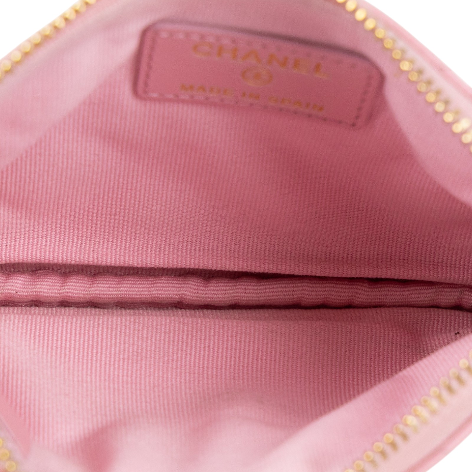 香奈兒 CHANEL CC LOGO 零錢包 卡包 錢包 手拿包 AP3053 晶片款 櫻花粉荔枝拉鍊POUCH 原廠盒子/防塵袋