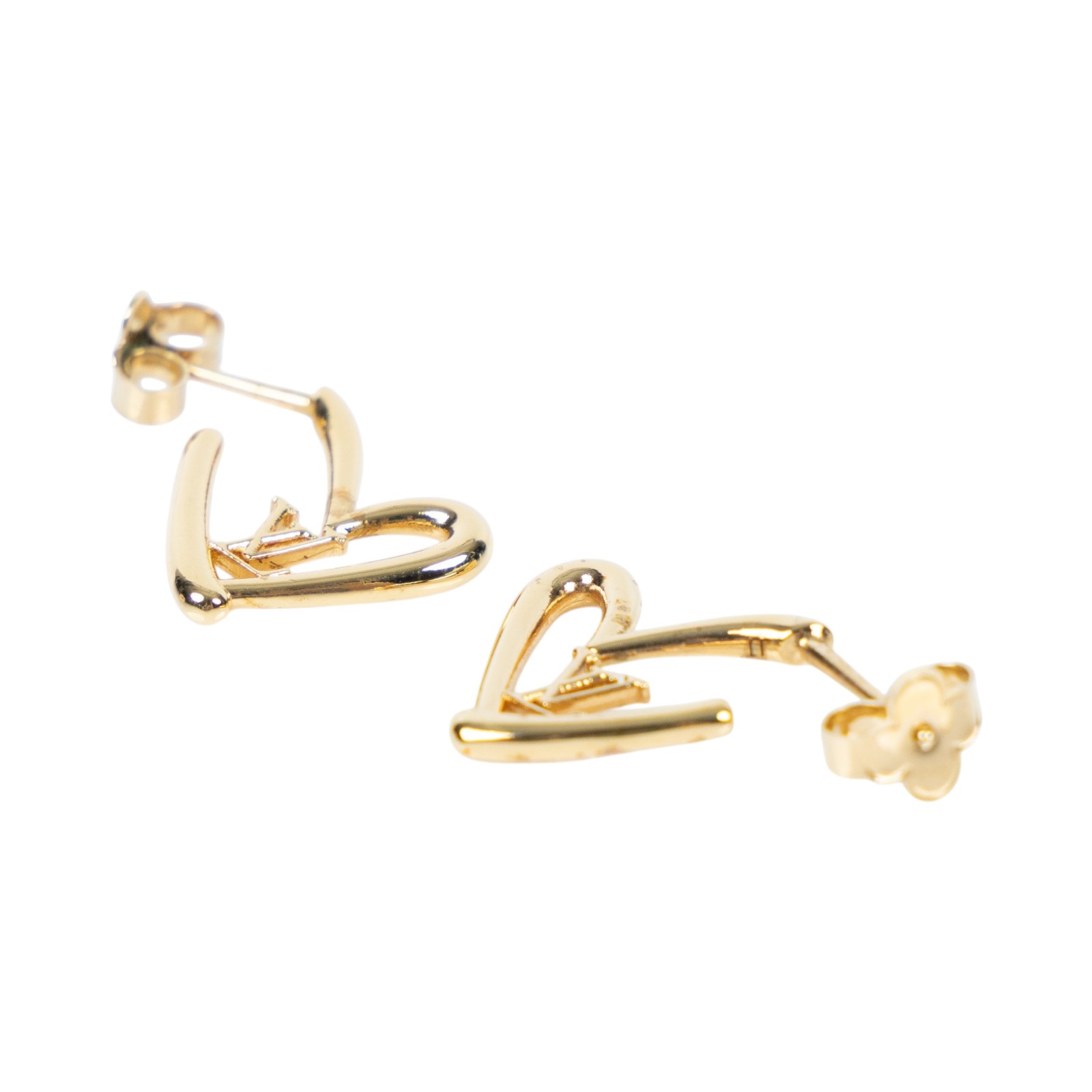 路易威登 LOUIS VUITTON Fall in Love Earrings PM 耳釘 M00463 金色愛心耳環 原廠盒子/防塵袋/購買證明影本