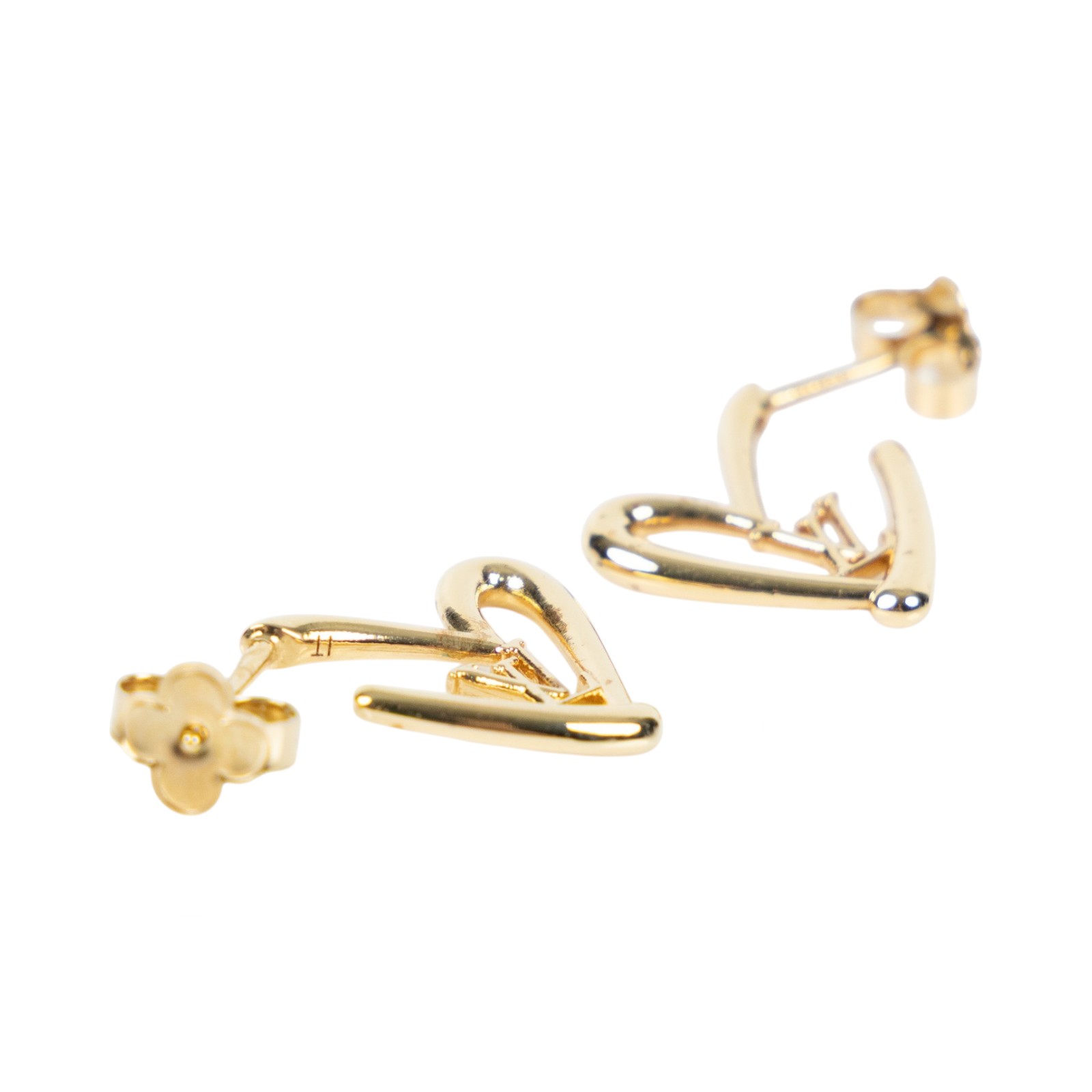 路易威登 LOUIS VUITTON Fall in Love Earrings PM 耳釘 M00463 金色愛心耳環 原廠盒子/防塵袋/購買證明影本