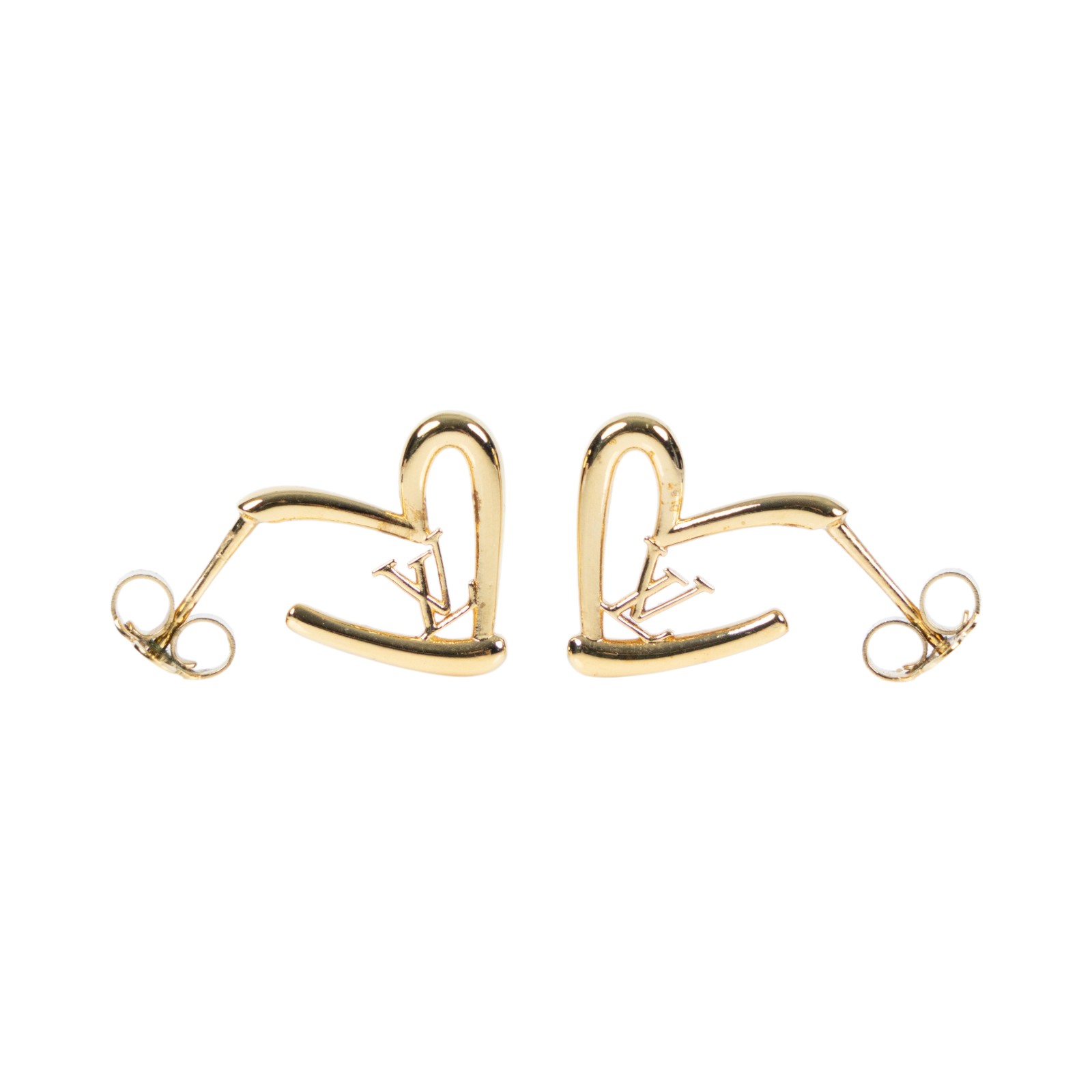 路易威登 LOUIS VUITTON Fall in Love Earrings PM 耳釘 M00463 金色愛心耳環 原廠盒子/防塵袋/購買證明影本