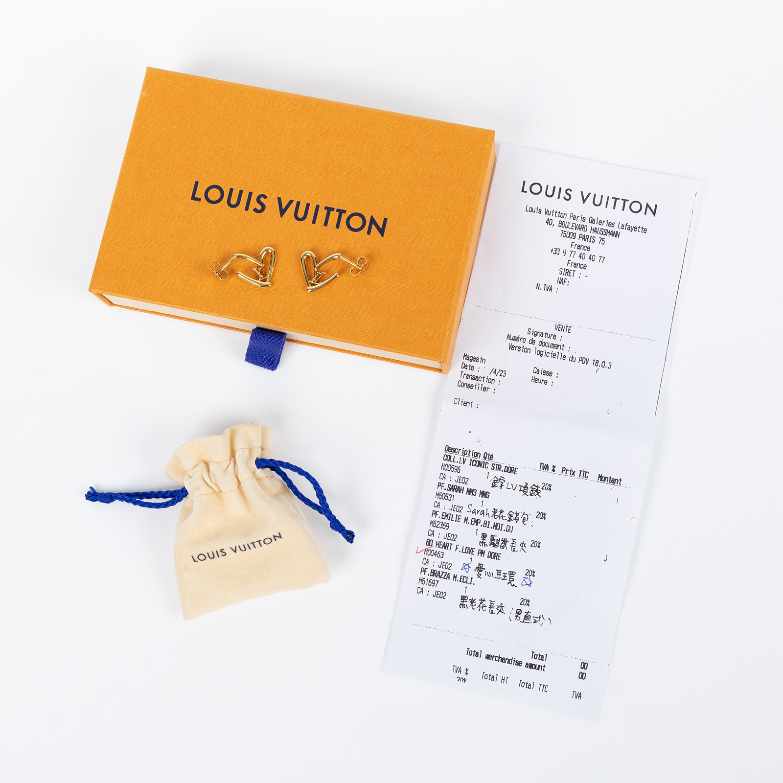 路易威登 LOUIS VUITTON Fall in Love Earrings PM 耳釘 M00463 金色愛心耳環 原廠盒子/防塵袋/購買證明影本