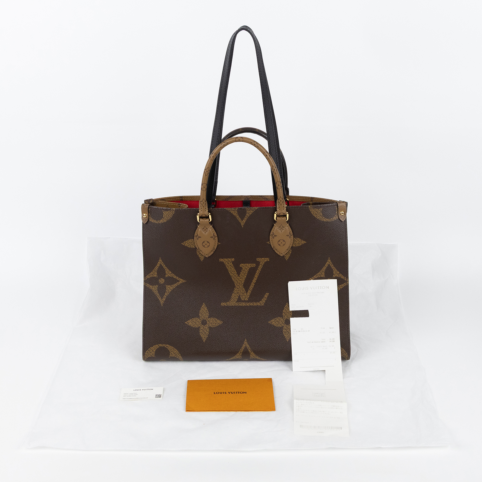 路易威登 LOUIS VUITTON OnTheGo MM 經典帆布 手提 肩背包 M45321 晶片款 原花雙色OnTheGo MM 購買證明