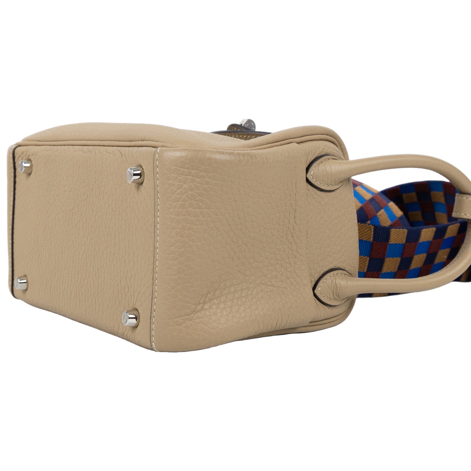 愛馬仕 Hermes Lindy 琳迪包 迷你 LDM U MM 461 DH U刻 大象灰銀釦MINI LINDY 拚帆布格紋背帶 防塵袋