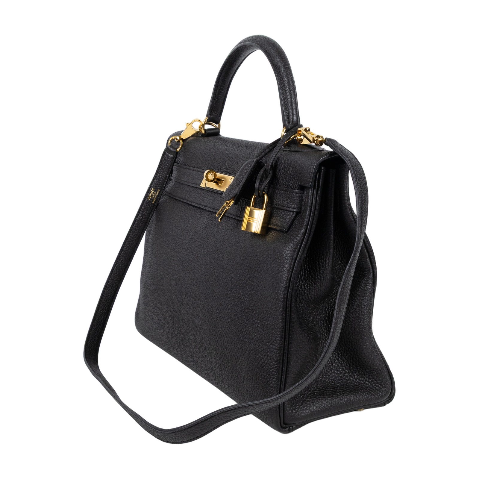 愛馬仕 Hermes Kelly Bag 凱莉包 32 KL32 A CT 568 IG A刻 黑金KELLY32 內縫 原廠盒子/防塵袋/背帶/鎖組/雨衣