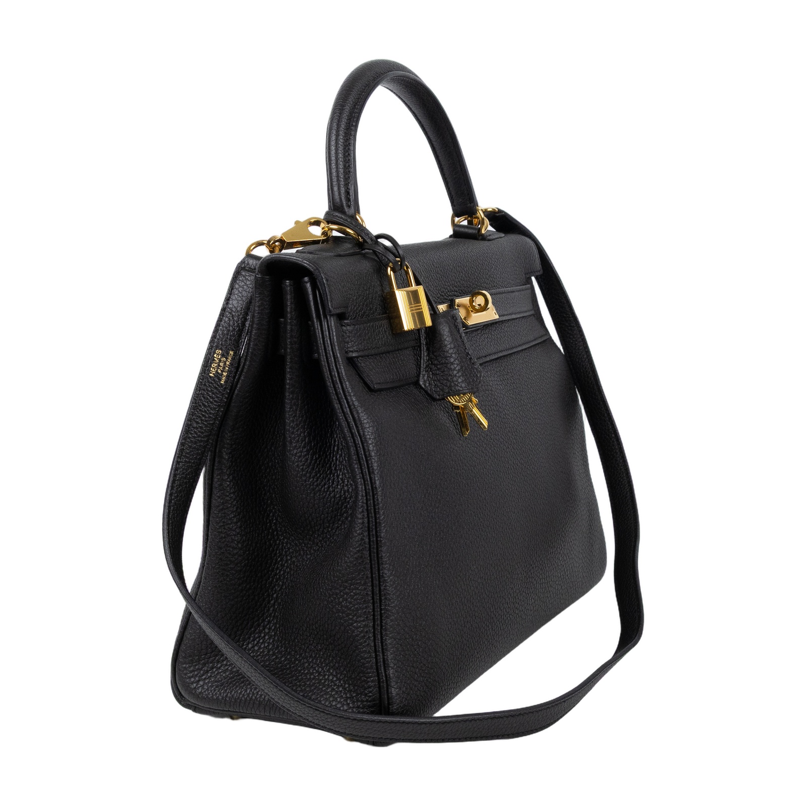 愛馬仕 Hermes Kelly Bag 凱莉包 32 KL32 A CT 568 IG A刻 黑金KELLY32 內縫 原廠盒子/防塵袋/背帶/鎖組/雨衣