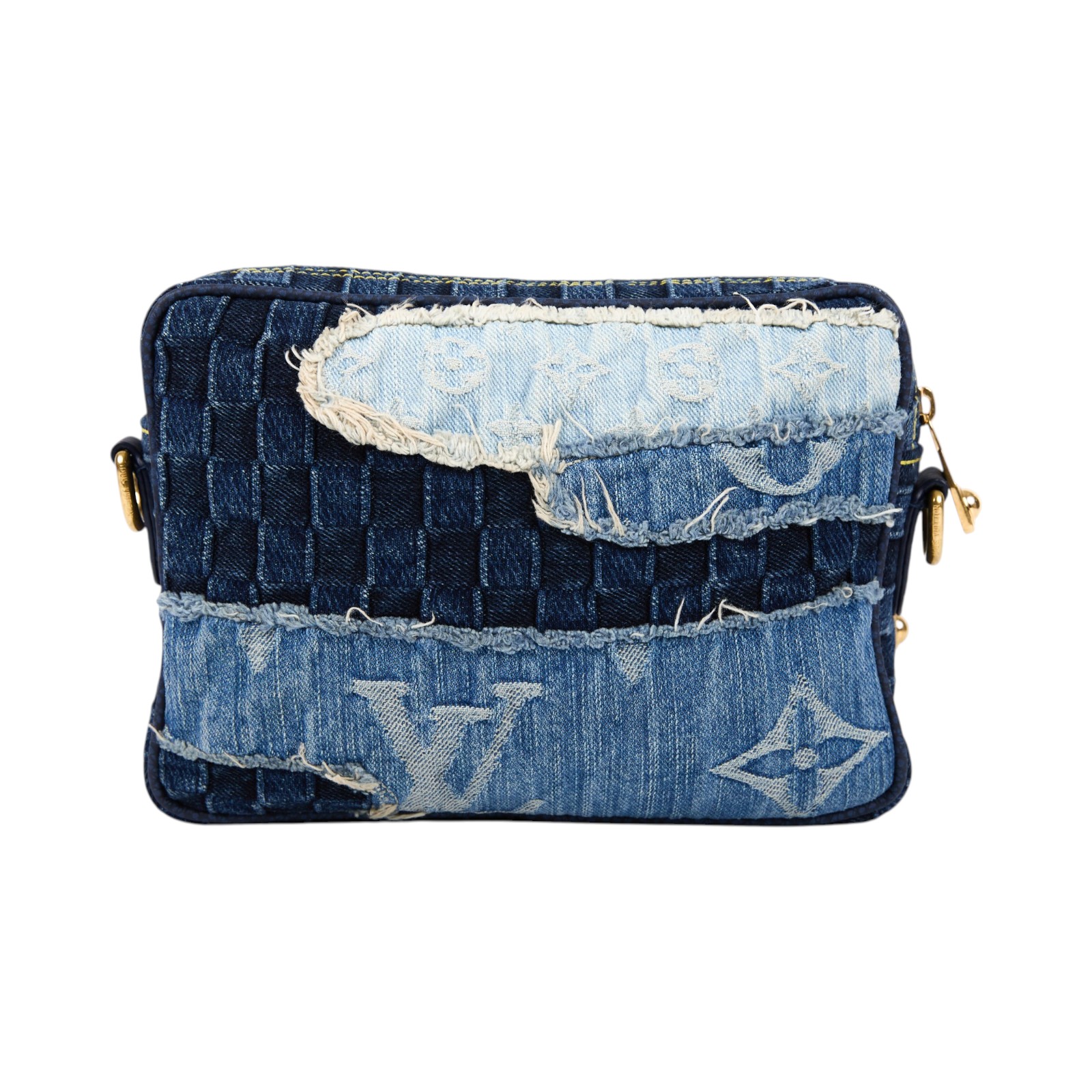 路易威登 LOUIS VUITTON Nil 斜背包 肩背包 手提包 M15296 晶片款 藍拼布牛仔NIGO相機包 原廠盒子/防塵袋/背帶2
