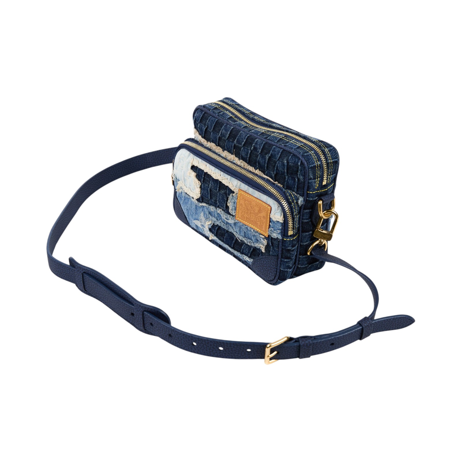 路易威登 LOUIS VUITTON Nil 斜背包 肩背包 手提包 M15296 晶片款 藍拼布牛仔NIGO相機包 原廠盒子/防塵袋/背帶2