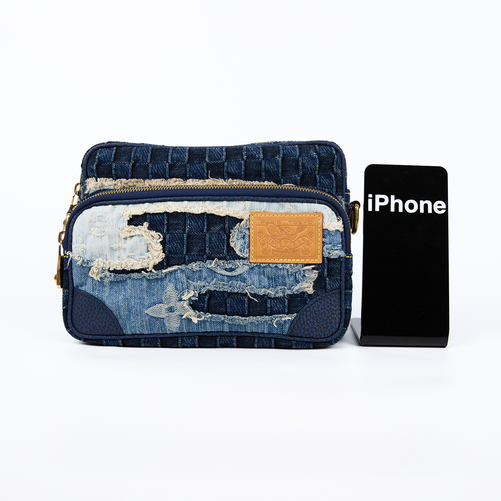 路易威登 LOUIS VUITTON Nil 斜背包 肩背包 手提包 M15296 晶片款 藍拼布牛仔NIGO相機包 原廠盒子/防塵袋/背帶2