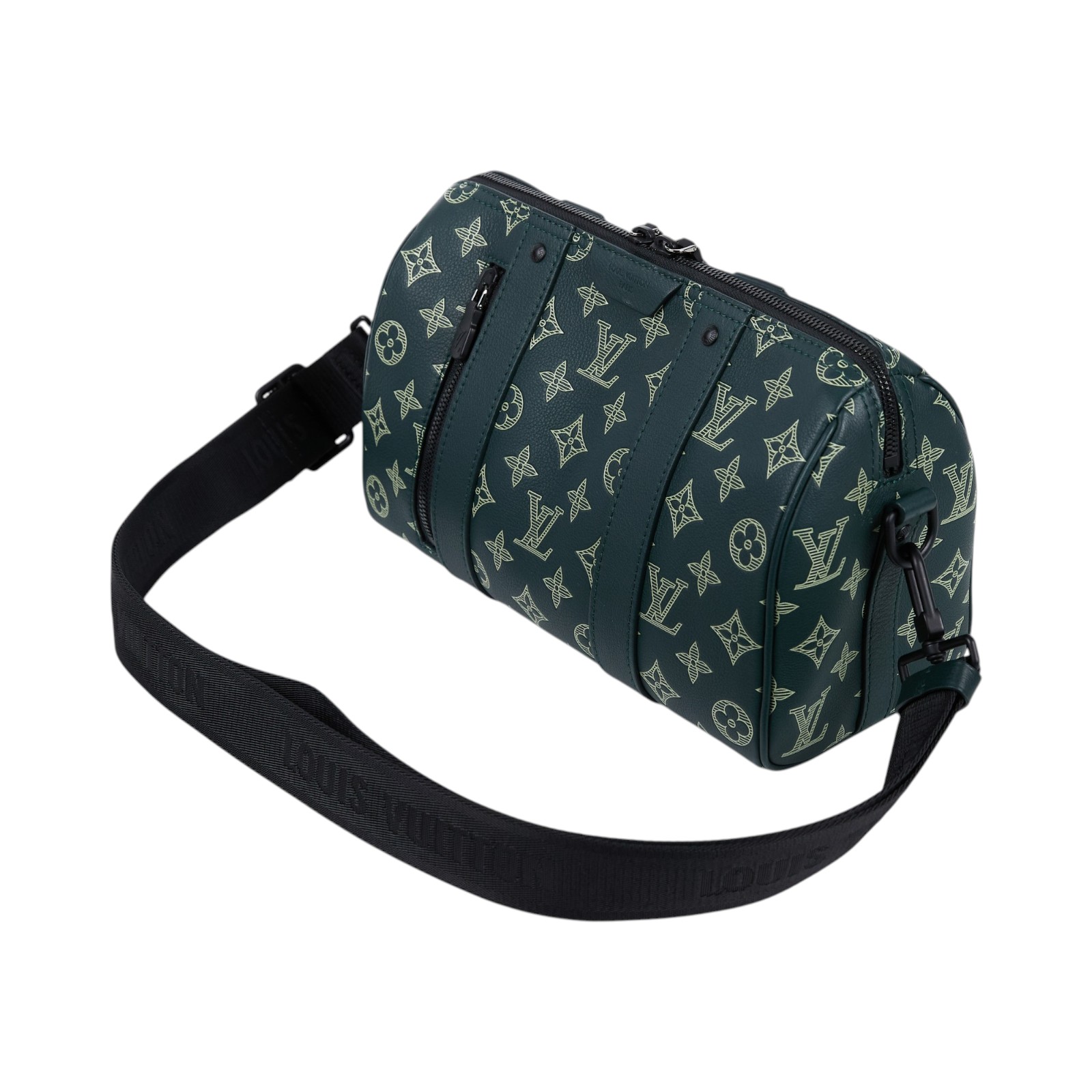 路易威登 LOUIS VUITTON City Keepall 森林綠 Monogram Shadow 小牛皮 黑色金屬配件 M27184 晶片款  原廠盒子/防塵袋/背帶