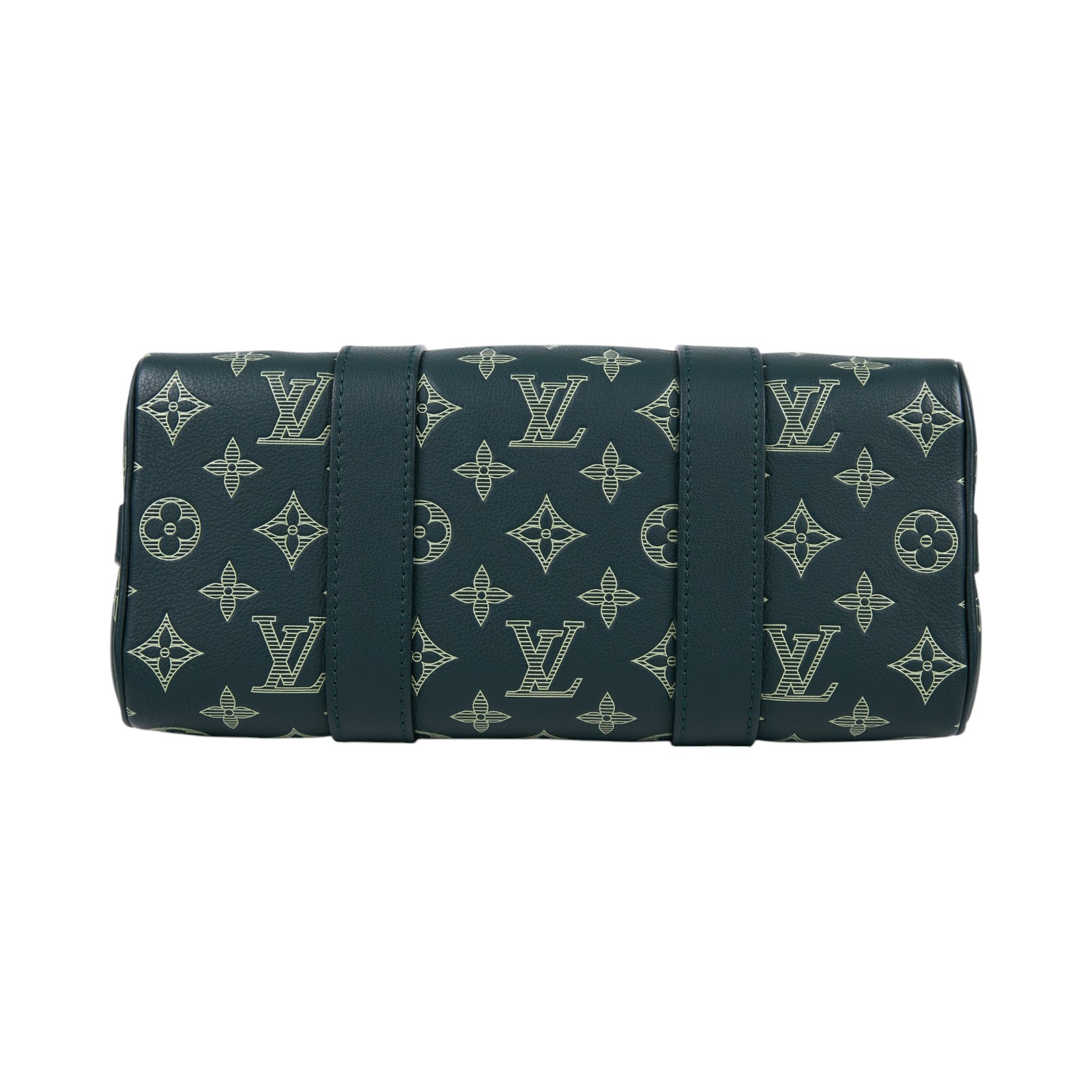 路易威登 LOUIS VUITTON City Keepall 森林綠 Monogram Shadow 小牛皮 黑色金屬配件 M27184 晶片款  原廠盒子/防塵袋/背帶