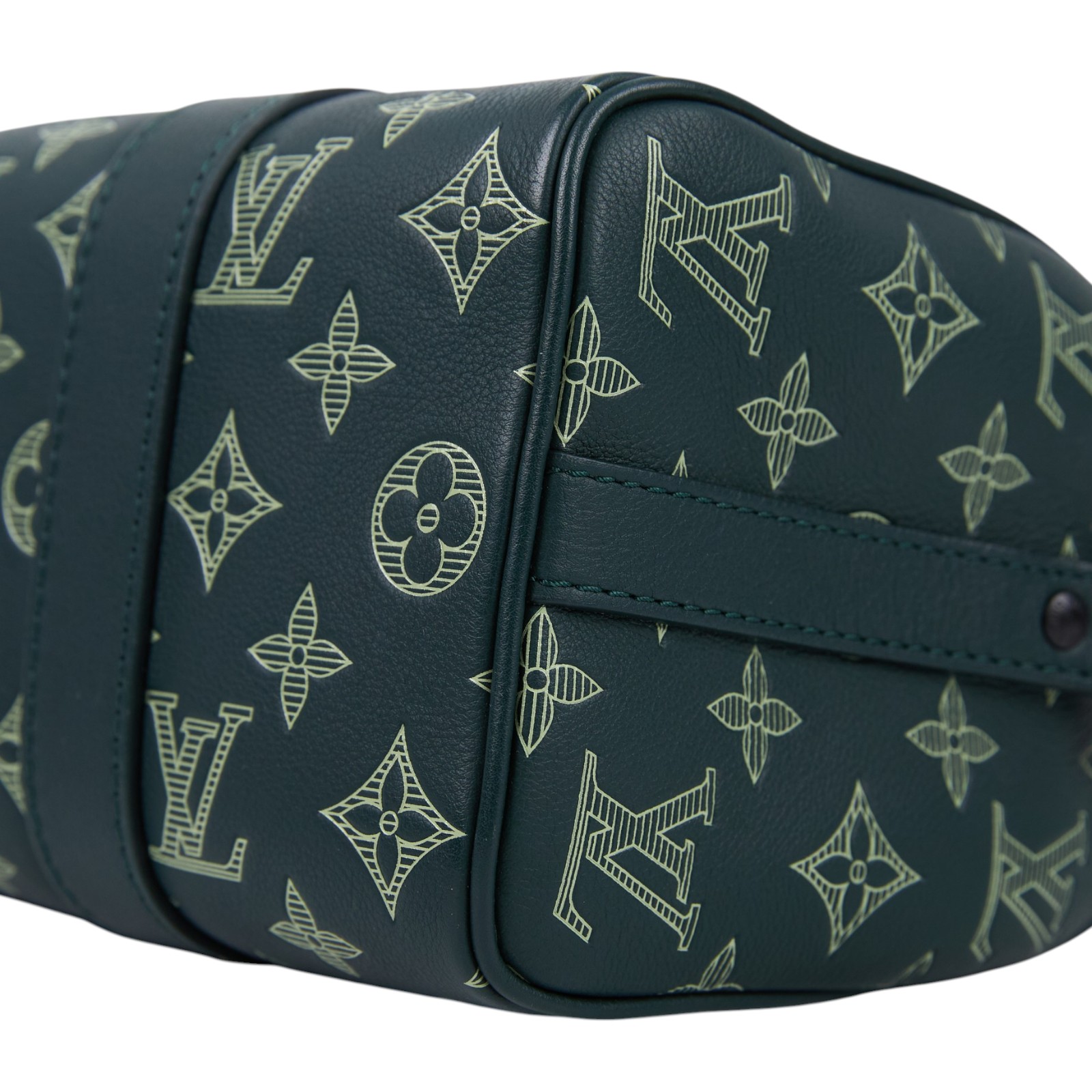 路易威登 LOUIS VUITTON City Keepall 森林綠 Monogram Shadow 小牛皮 黑色金屬配件 M27184 晶片款  原廠盒子/防塵袋/背帶