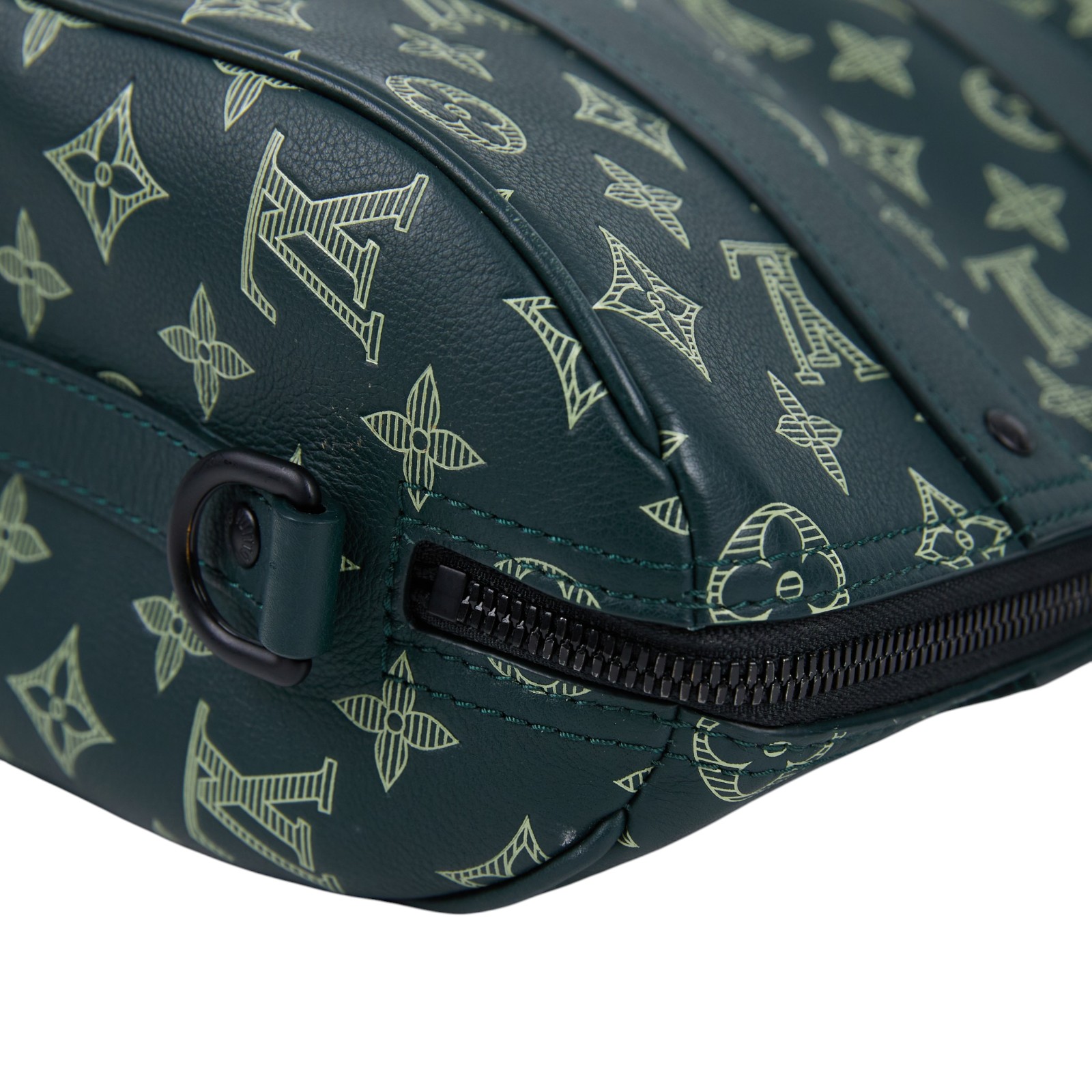 路易威登 LOUIS VUITTON City Keepall 森林綠 Monogram Shadow 小牛皮 黑色金屬配件 M27184 晶片款  原廠盒子/防塵袋/背帶