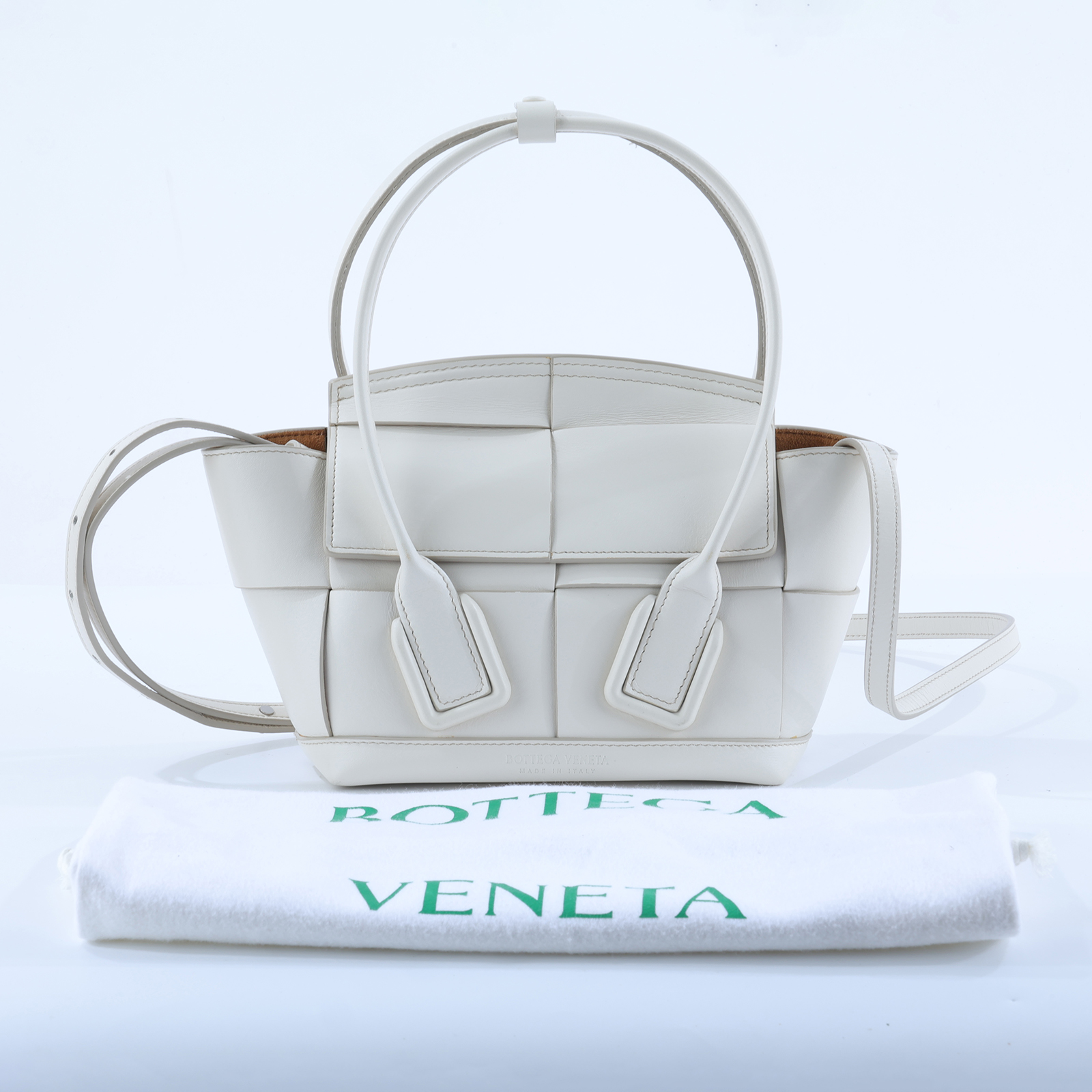 寶緹嘉 BOTTEGA VENETA Arco 迷你 手提包 600606VA981 白色MINI ARCO 防塵袋/背帶