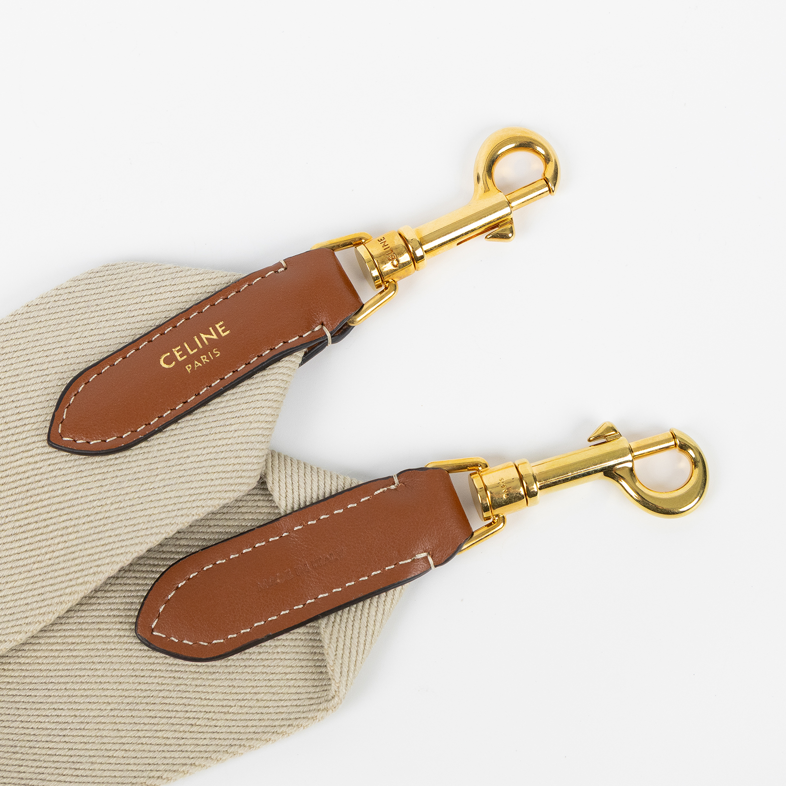 思琳 CELINE 緹花羊毛 短肩帶 49S022AEP 米色LOGO背帶 購買證明影本