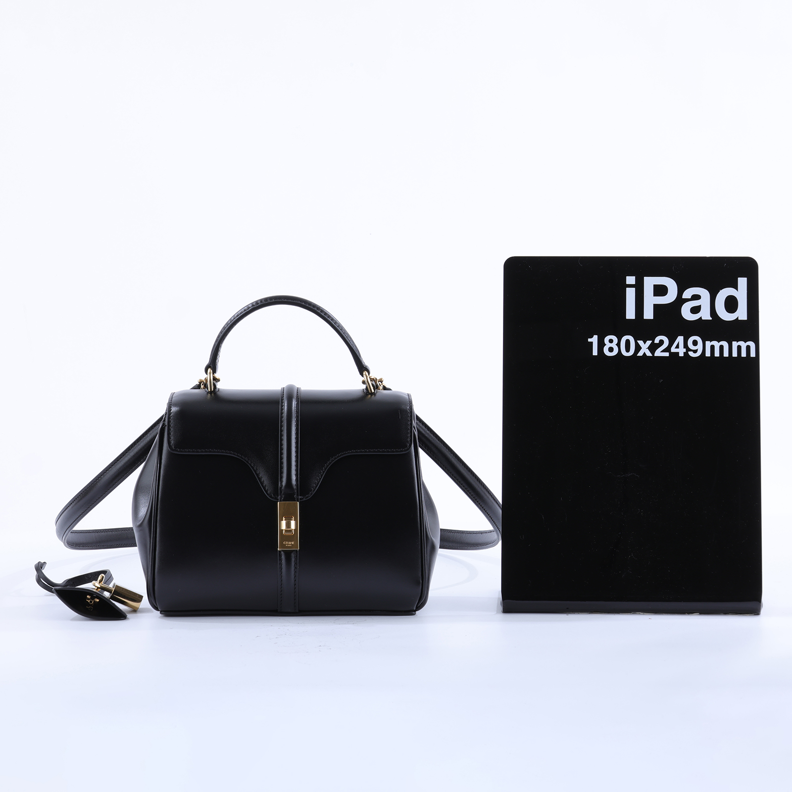 思琳 CELINE Mini 16 緞面小牛皮手袋 MINI 16 IN SATINATED CALFSKIN 197983BEY  防塵袋/背帶/鎖組/購買證明正本