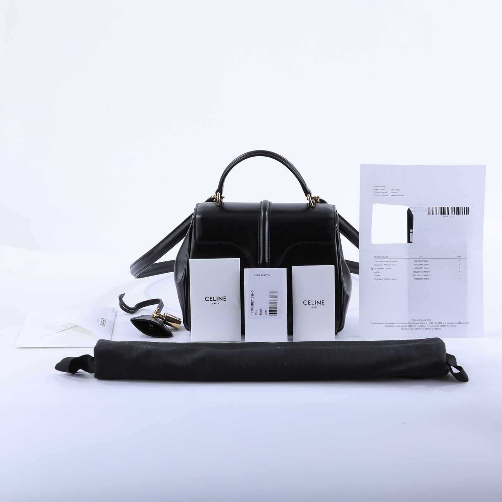 思琳 CELINE Mini 16 緞面小牛皮手袋 MINI 16 IN SATINATED CALFSKIN 197983BEY  防塵袋/背帶/鎖組/購買證明正本