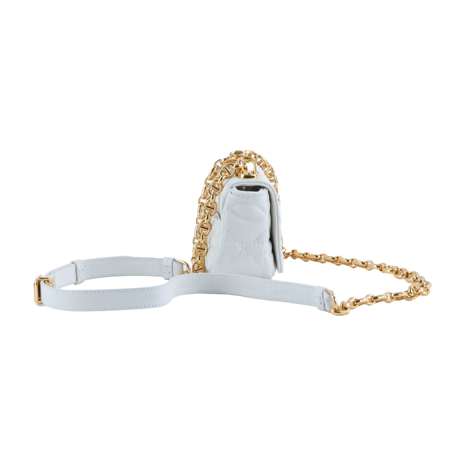 迪奧 CHRISTIAN DIOR Caro Micro 肩背 手袋 S2022UWHC 白色CARO MICRO 斜肩鍊包 原廠盒子/購買證明影本