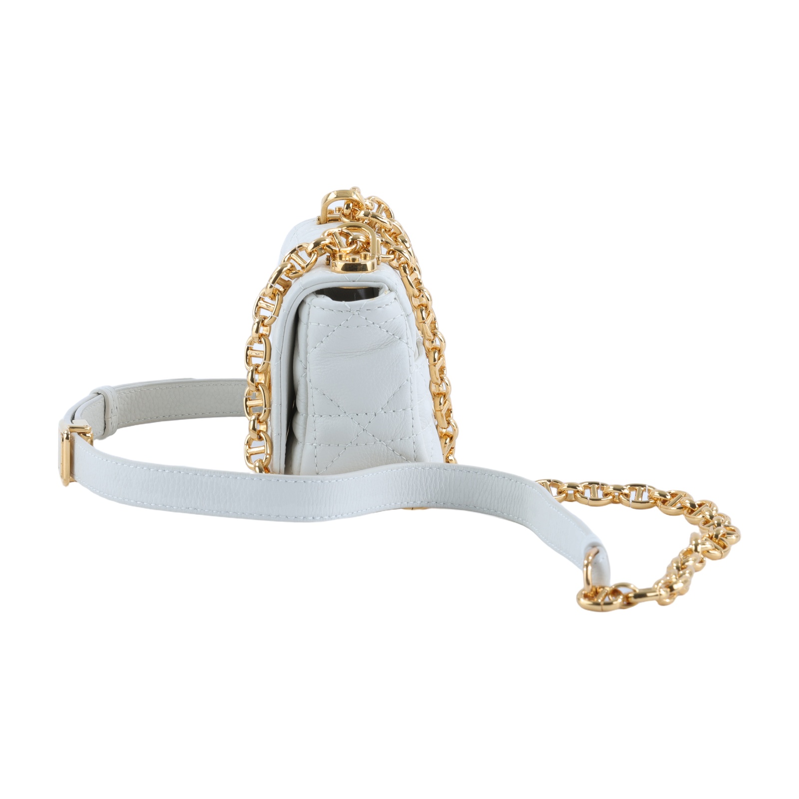 迪奧 CHRISTIAN DIOR Caro Micro 肩背 手袋 S2022UWHC 白色CARO MICRO 斜肩鍊包 原廠盒子/購買證明影本