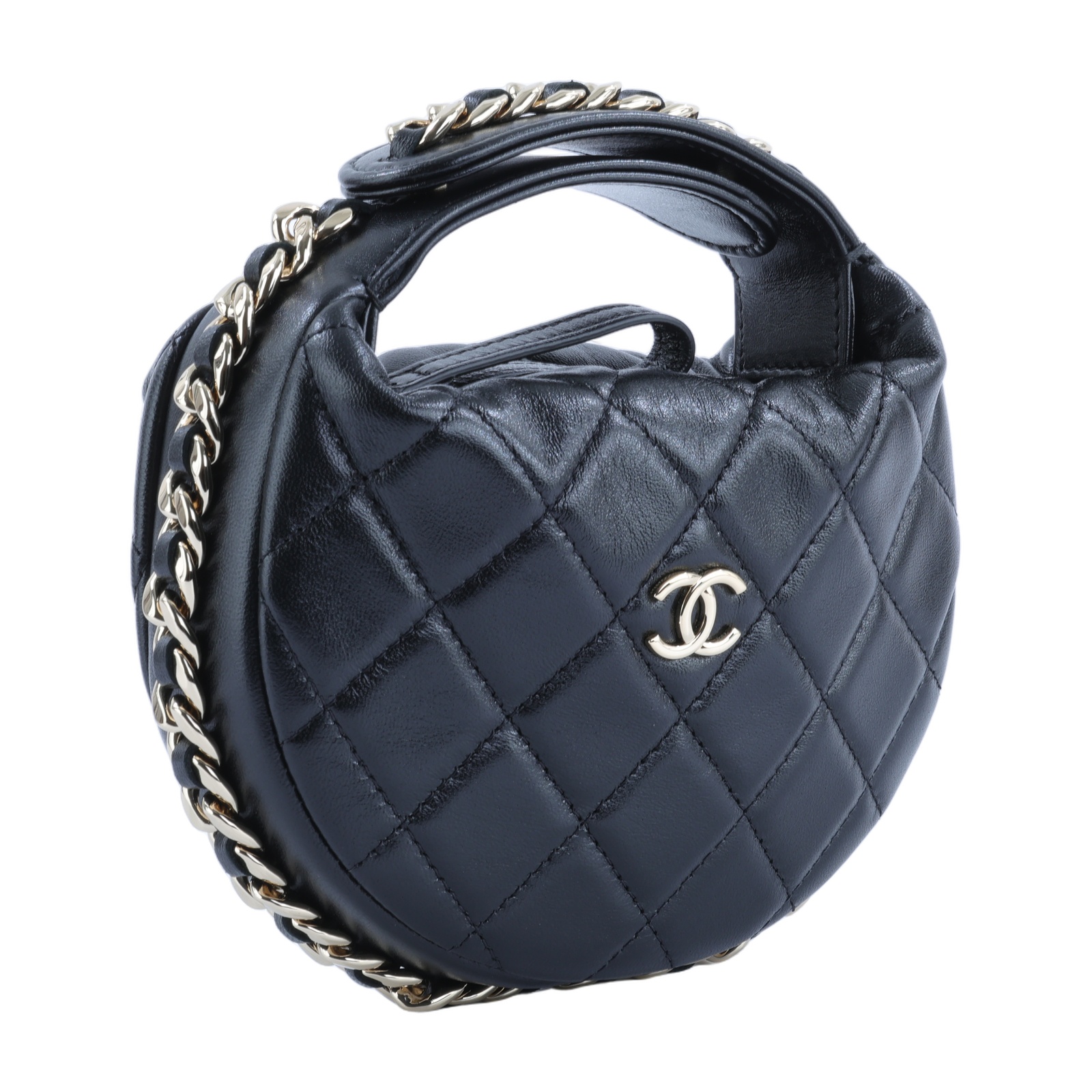 香奈兒 CHANEL HOBO 彎月包 手提包 AP3095 B09796 晶片款 黑金羊手提彎月包 原廠盒子/防塵袋/購買證明影本