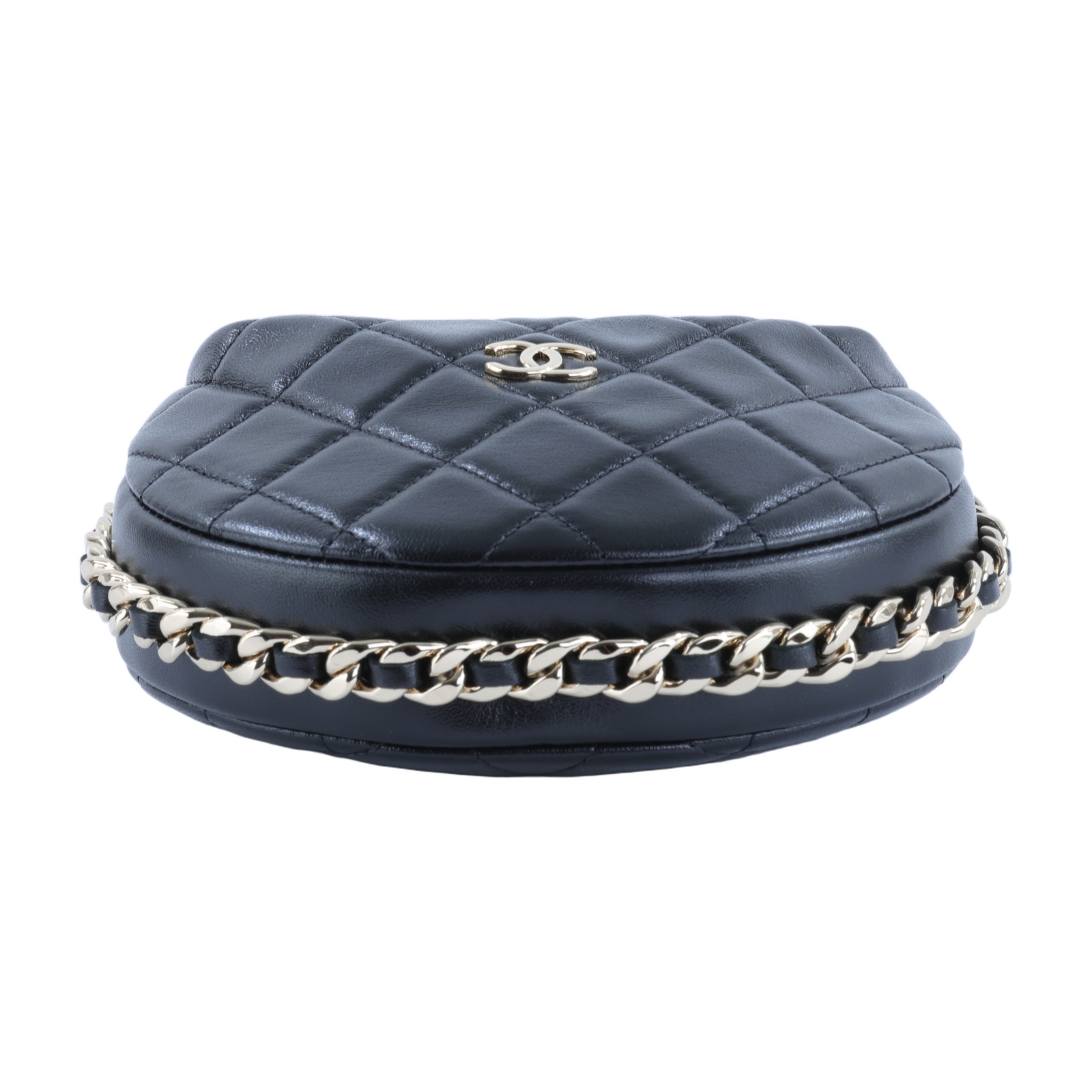 香奈兒 CHANEL HOBO 彎月包 手提包 AP3095 B09796 晶片款 黑金羊手提彎月包 原廠盒子/防塵袋/購買證明影本