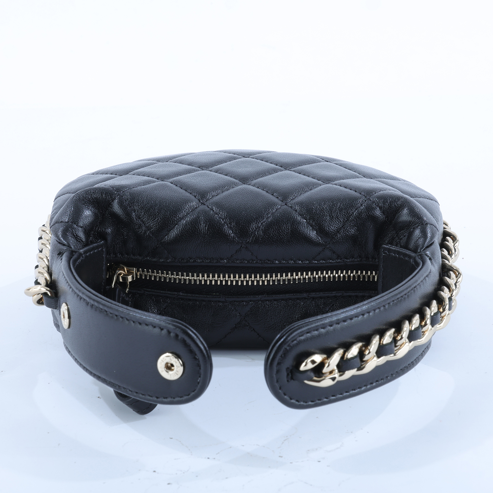香奈兒 CHANEL HOBO 彎月包 手提包 AP3095 B09796 晶片款 黑金羊手提彎月包 原廠盒子/防塵袋/購買證明影本