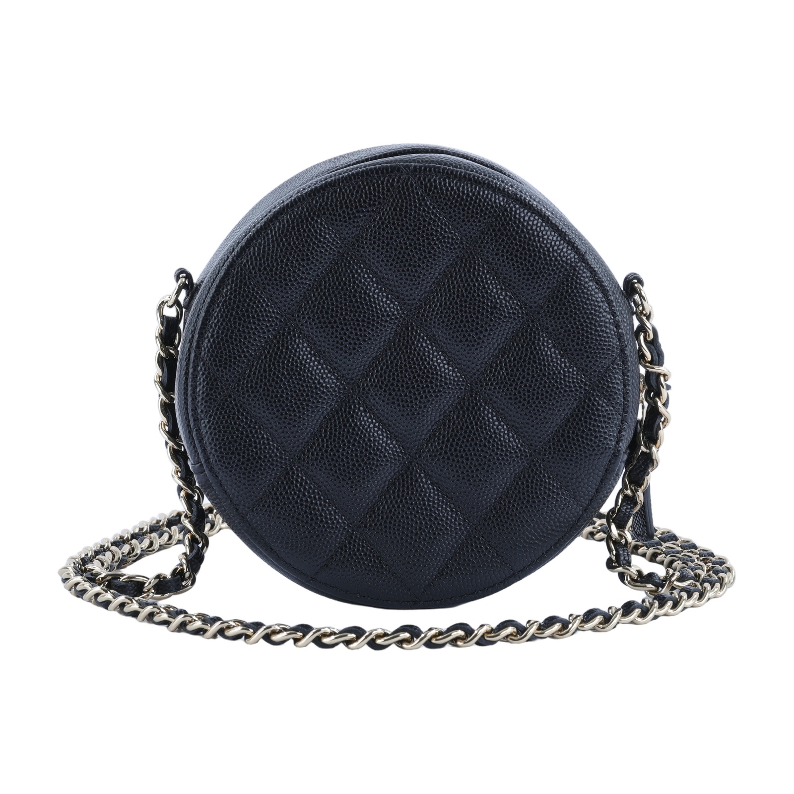 香奈兒 CHANEL 菱格  斜背 圓餅包 AP0245 Y33352 30開 黑金荔枝皮圓筒包MINI 原廠盒子/防塵袋/保證卡/購買證明影本
