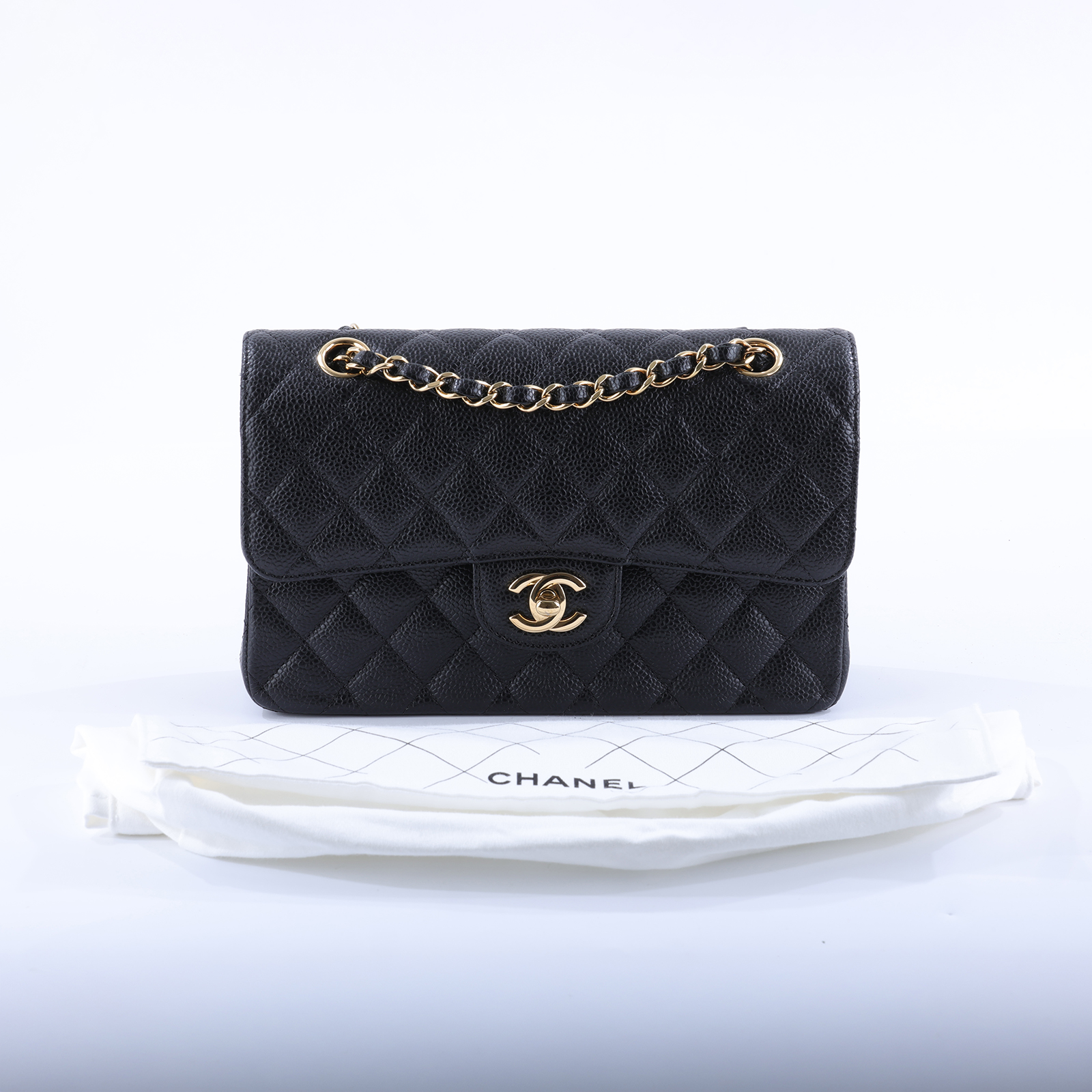 香奈兒 CHANEL CF 經典 11.12 口蓋包 A01112 晶片款 30開 黑色荔枝皮COCO23 防塵袋