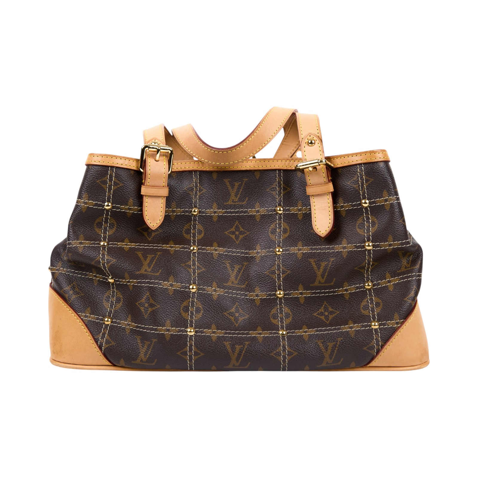路易威登 LOUIS VUITTON RIVETING 金牌 肩背包 手提包 M40140 原花鉚釘雙拉鍊肩背包 防塵袋