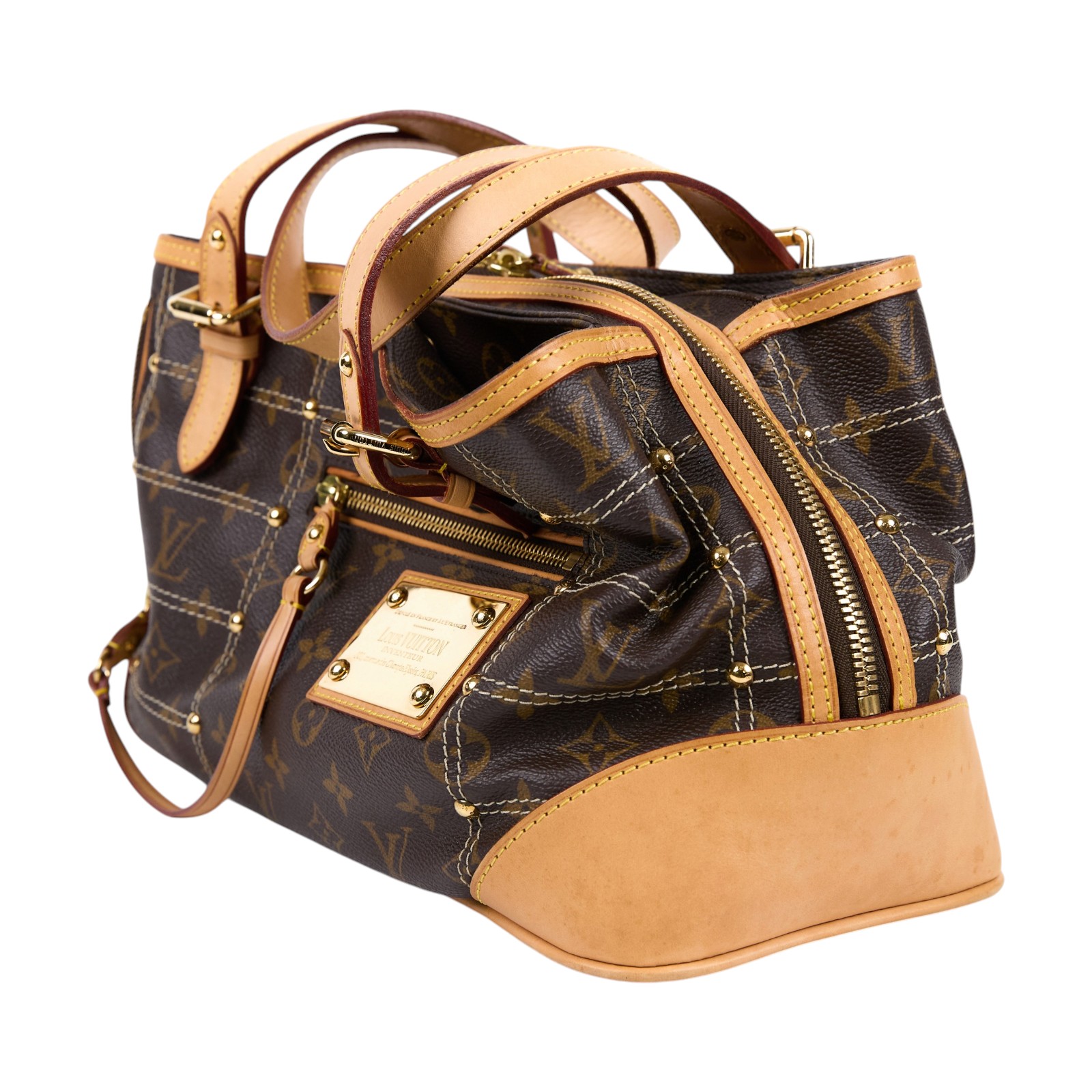 路易威登 LOUIS VUITTON RIVETING 金牌 肩背包 手提包 M40140 原花鉚釘雙拉鍊肩背包 防塵袋