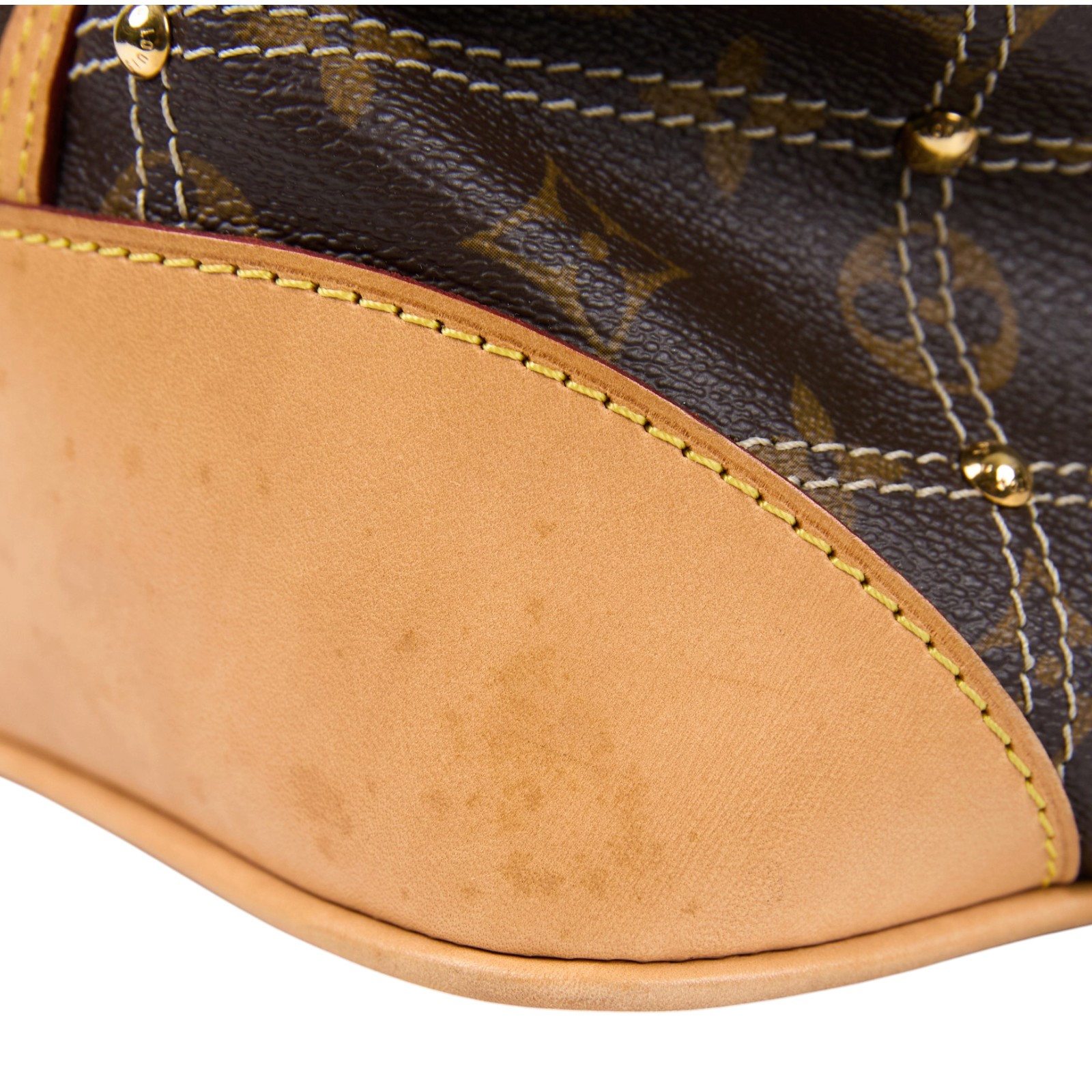 路易威登 LOUIS VUITTON RIVETING 金牌 肩背包 手提包 M40140 原花鉚釘雙拉鍊肩背包 防塵袋
