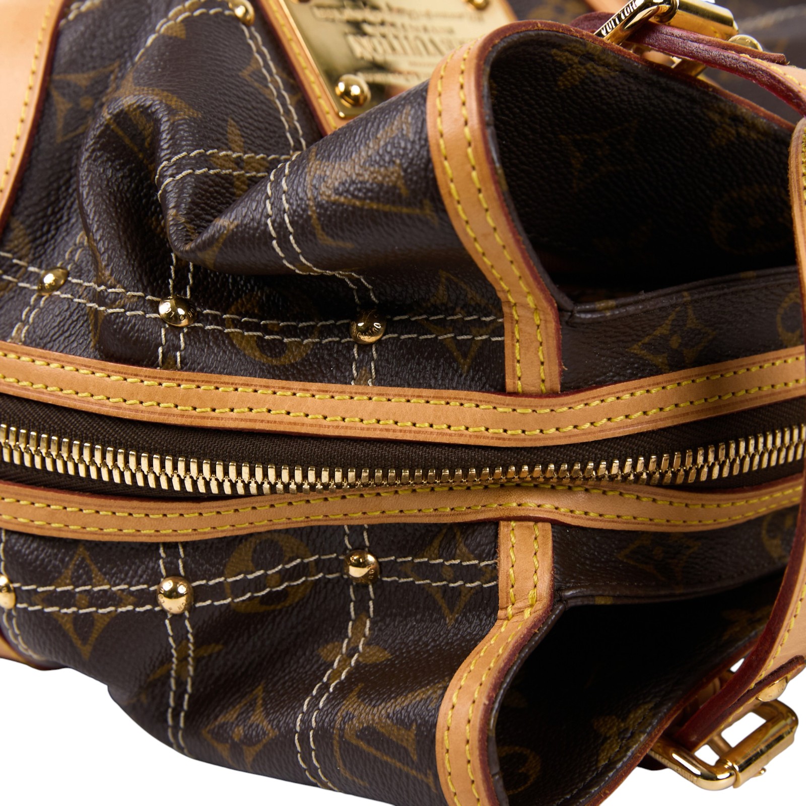 路易威登 LOUIS VUITTON RIVETING 金牌 肩背包 手提包 M40140 原花鉚釘雙拉鍊肩背包 防塵袋