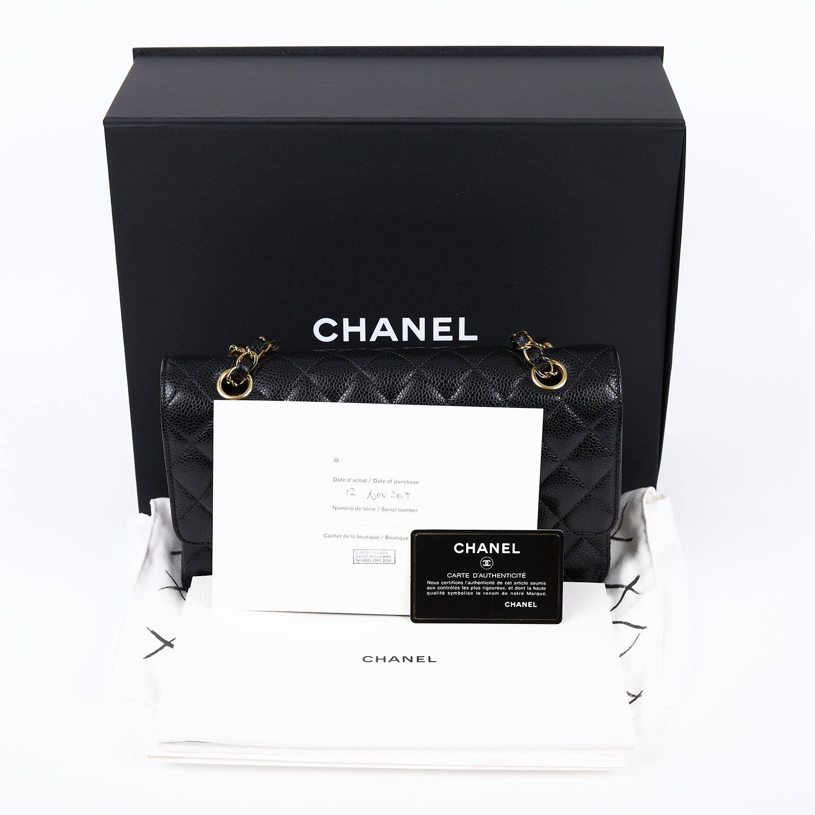 香奈兒 CHANEL CF 經典 11.12 口蓋包 A01112 25開 黑色荔枝皮COCO25 原廠盒子/防塵袋/保證卡/保書