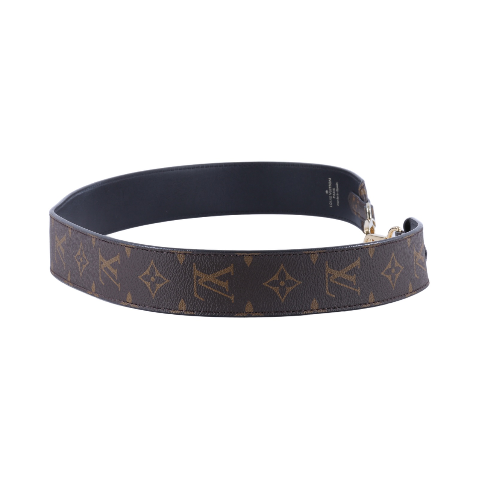 路易威登 LOUIS VUITTON Monogram 肩背帶 黑色 J02288 棕原花寬背帶 原廠盒子/防塵袋