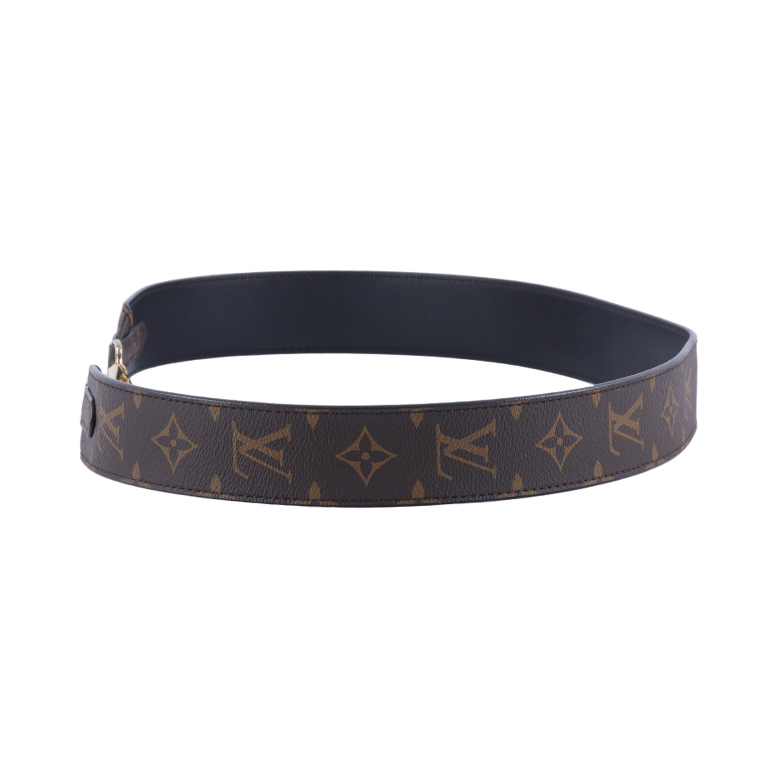路易威登 LOUIS VUITTON Monogram 肩背帶 黑色 J02288 棕原花寬背帶 原廠盒子/防塵袋