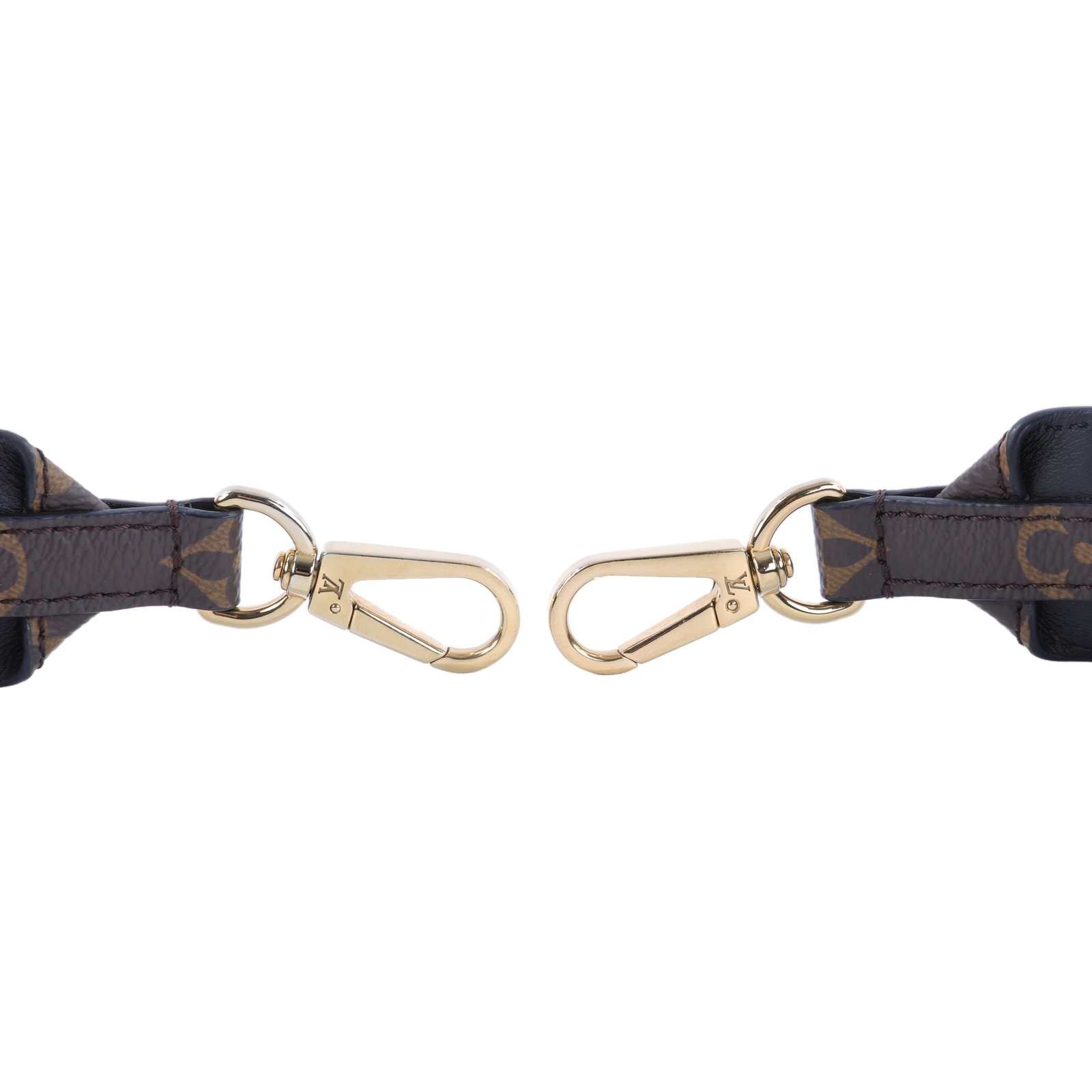 路易威登 LOUIS VUITTON Monogram 肩背帶 黑色 J02288 棕原花寬背帶 原廠盒子/防塵袋